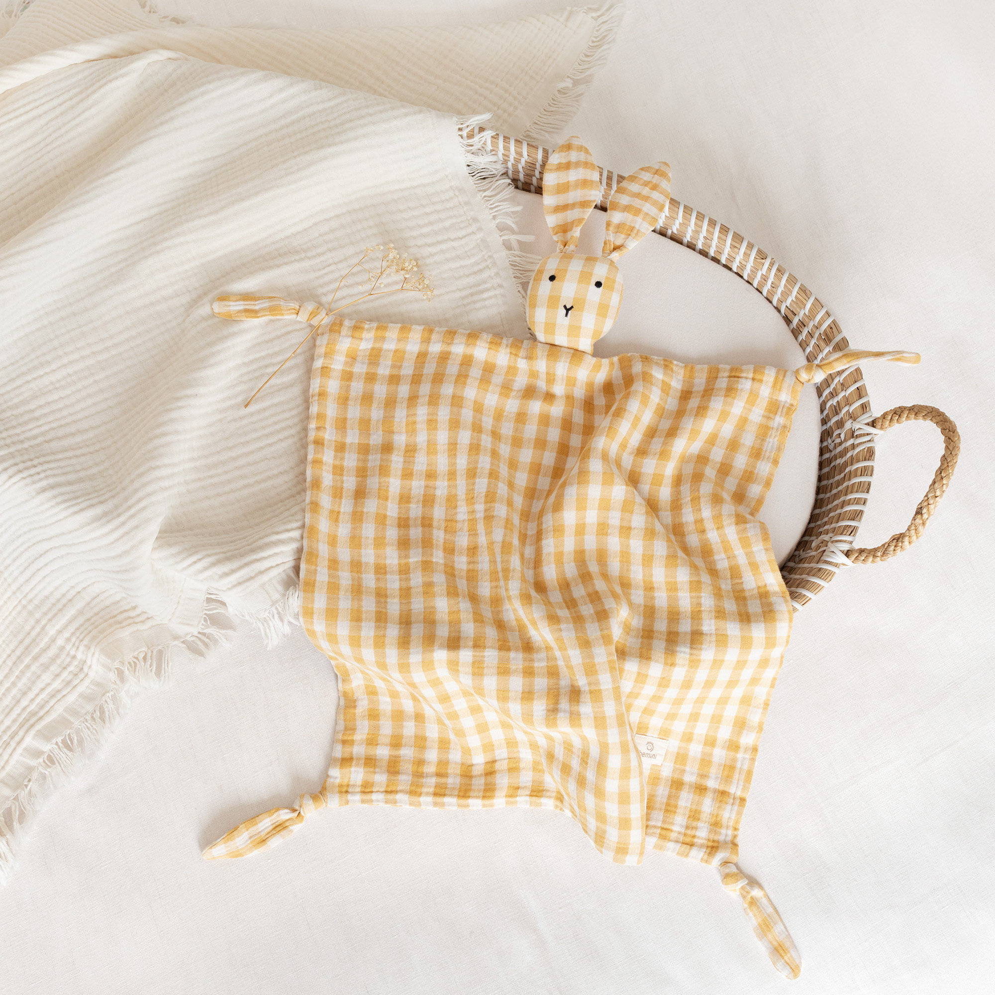 Bunny Katoen mousseline 40x40 cm CHECK Oker[AWARENESS]