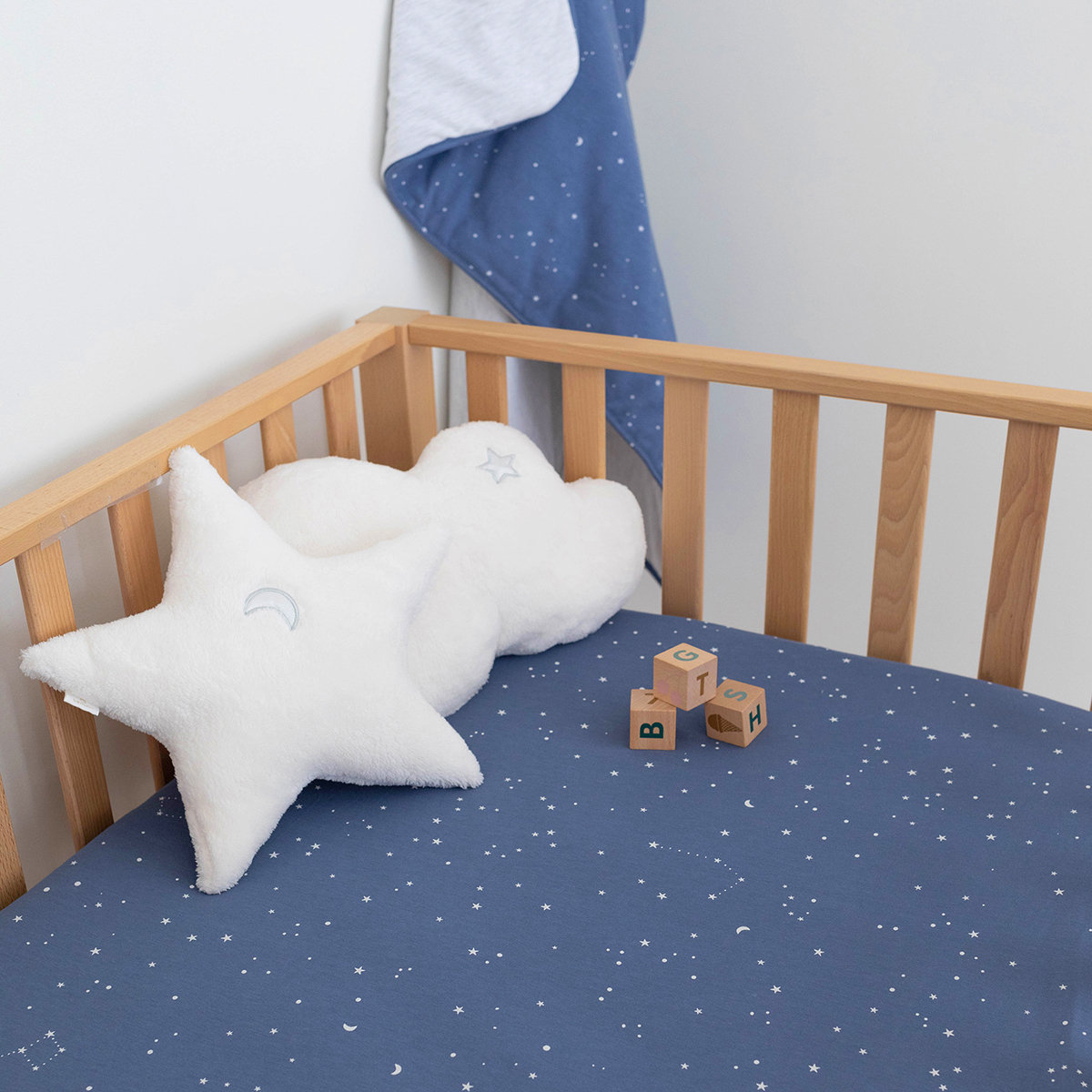 Playpen sheet Jersey 75x95cm STARY Little stars print shade[AWARENESS]