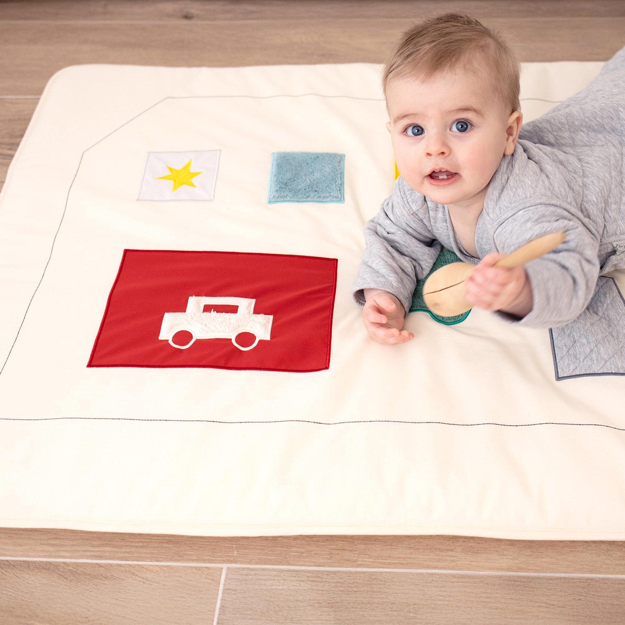 Padded play mat Pure cotton 75x95cm HOUSE Ivory[AWARENESS]