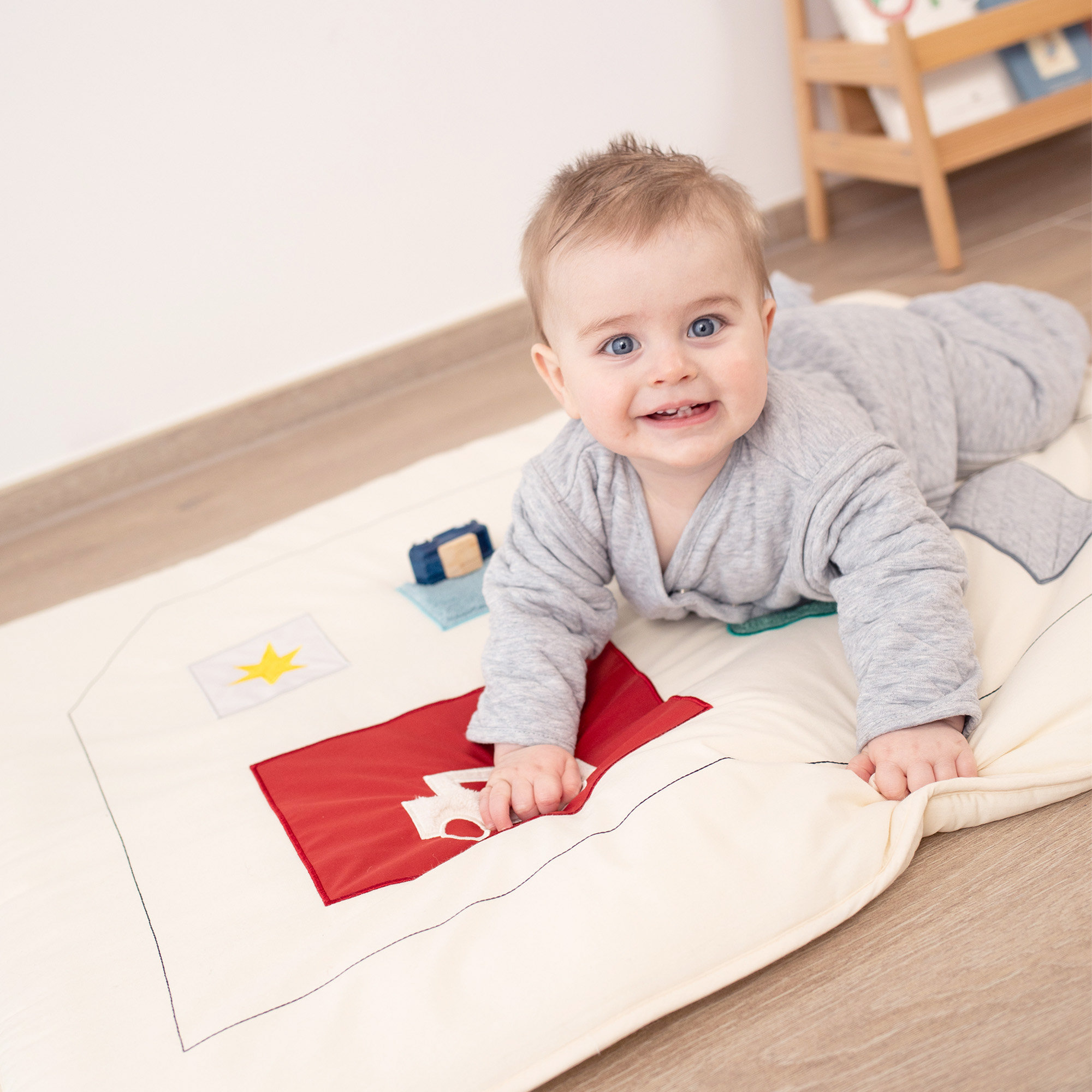 Padded play mat Pure cotton 75x95cm HOUSE Ivory[AWARENESS]
