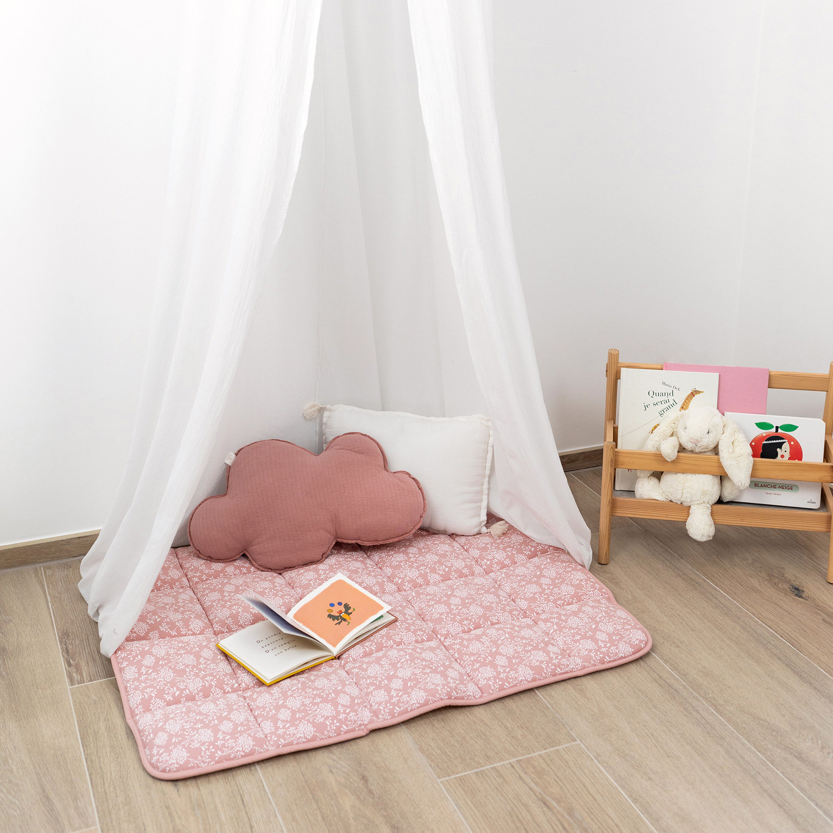 Padded play mat Pady jersey + jersey 75x95cm IDYLE Flower print
