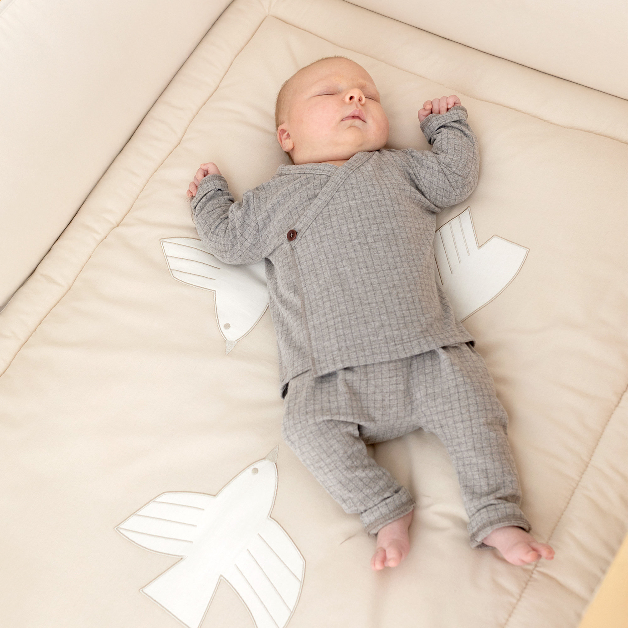 Padded play mat Pure cotton 75x95cm PIUMA Popcorn[AWARENESS]