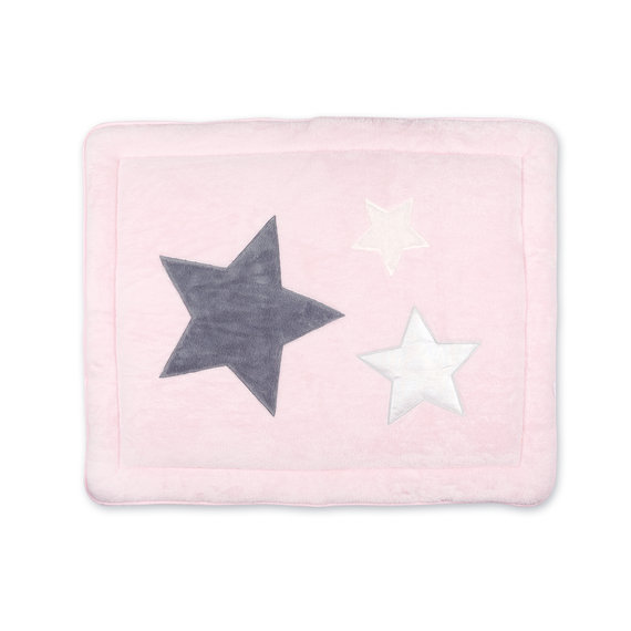 Padded play mat Pady softy + terry 75x95cm STARY Little stars print baby pink