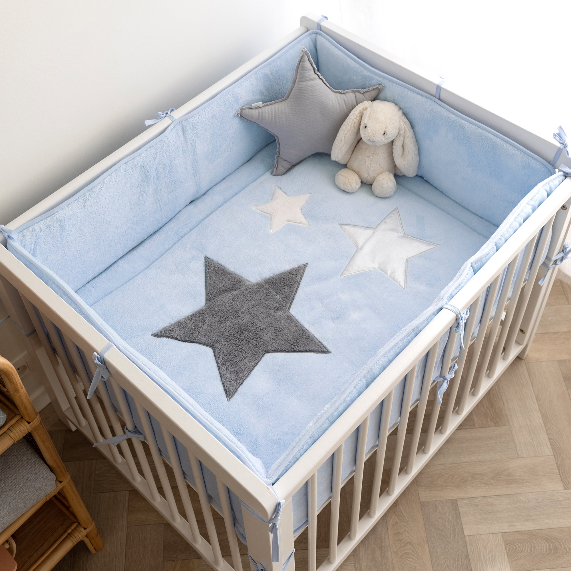 Padded play mat Pady softy + terry 75x95cm STARY Stars print frost