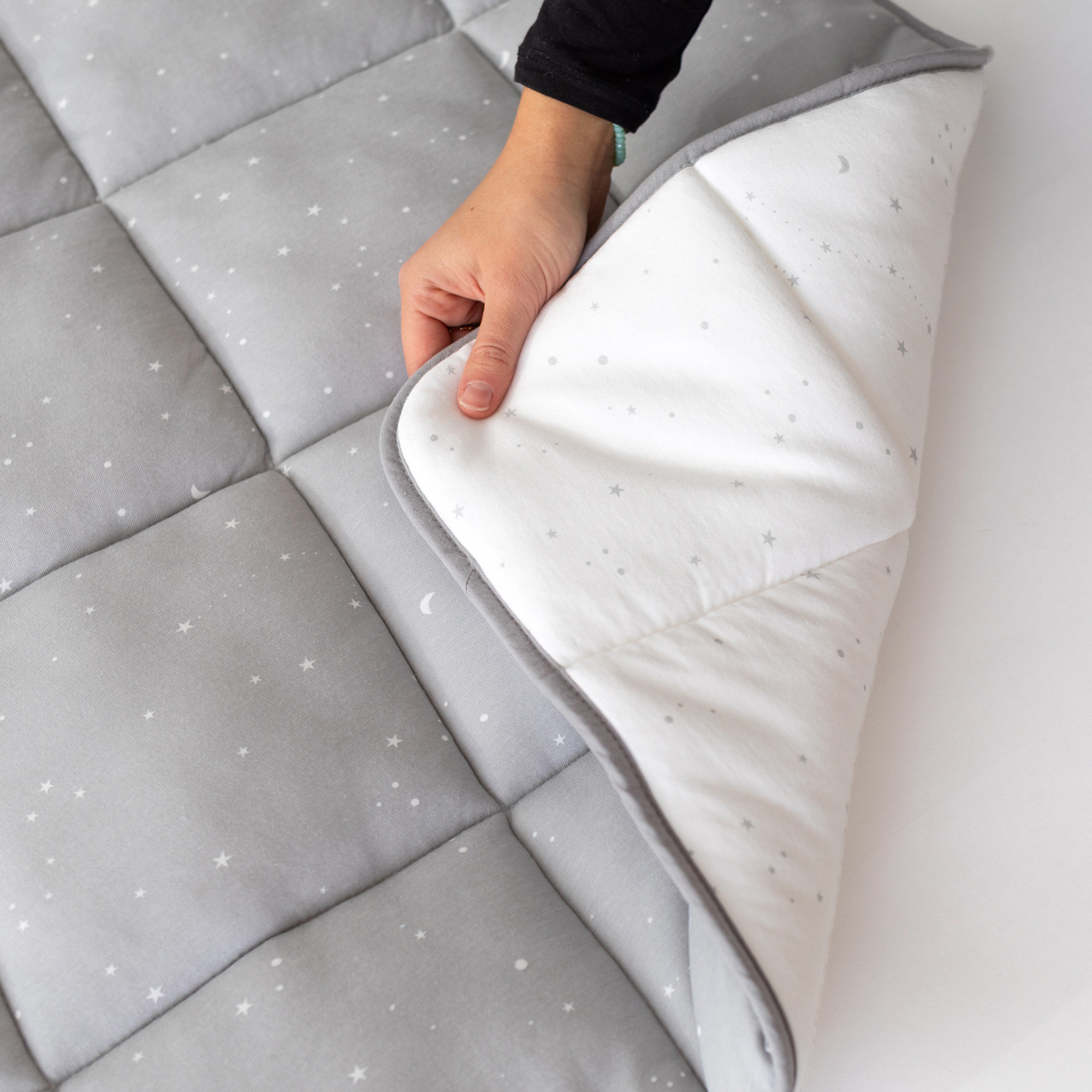 Parklegger Pady jersey + jersey 75x95cm STARY Little stars print grizou