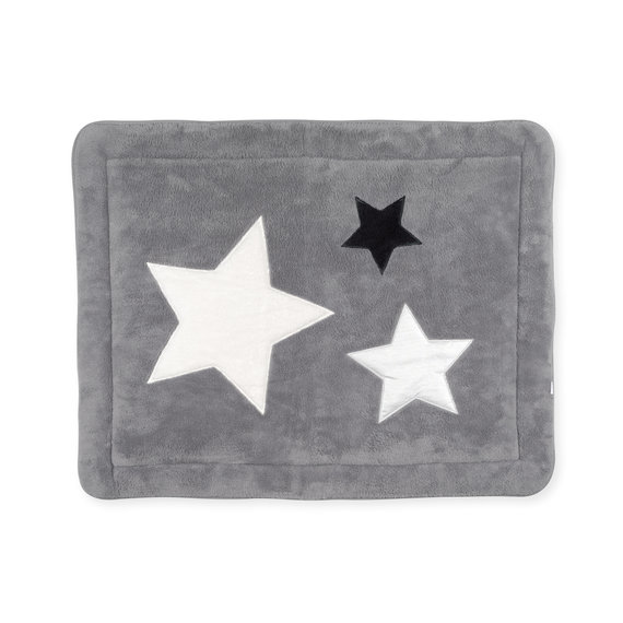 Padded play mat Pady softy + terry 75x95cm STARY Little stars print medium grey