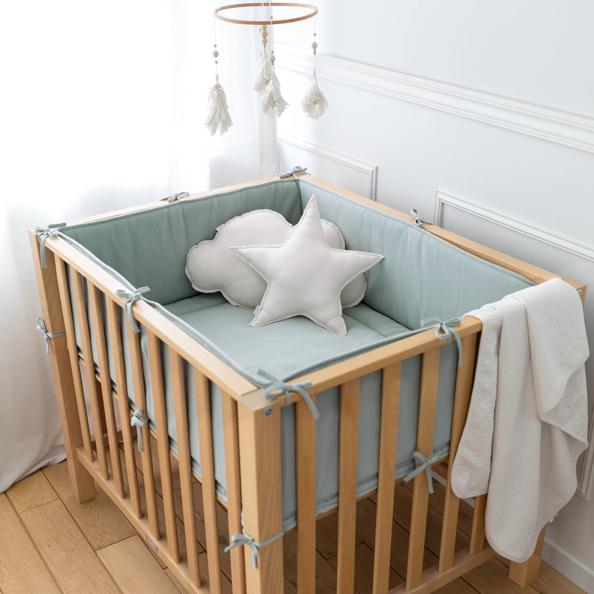 Laufstalleinlage Krabbeldecke Pady waffle Bio + jersey Bio 75x95cm WAFLE Lunar[AWARENESS]