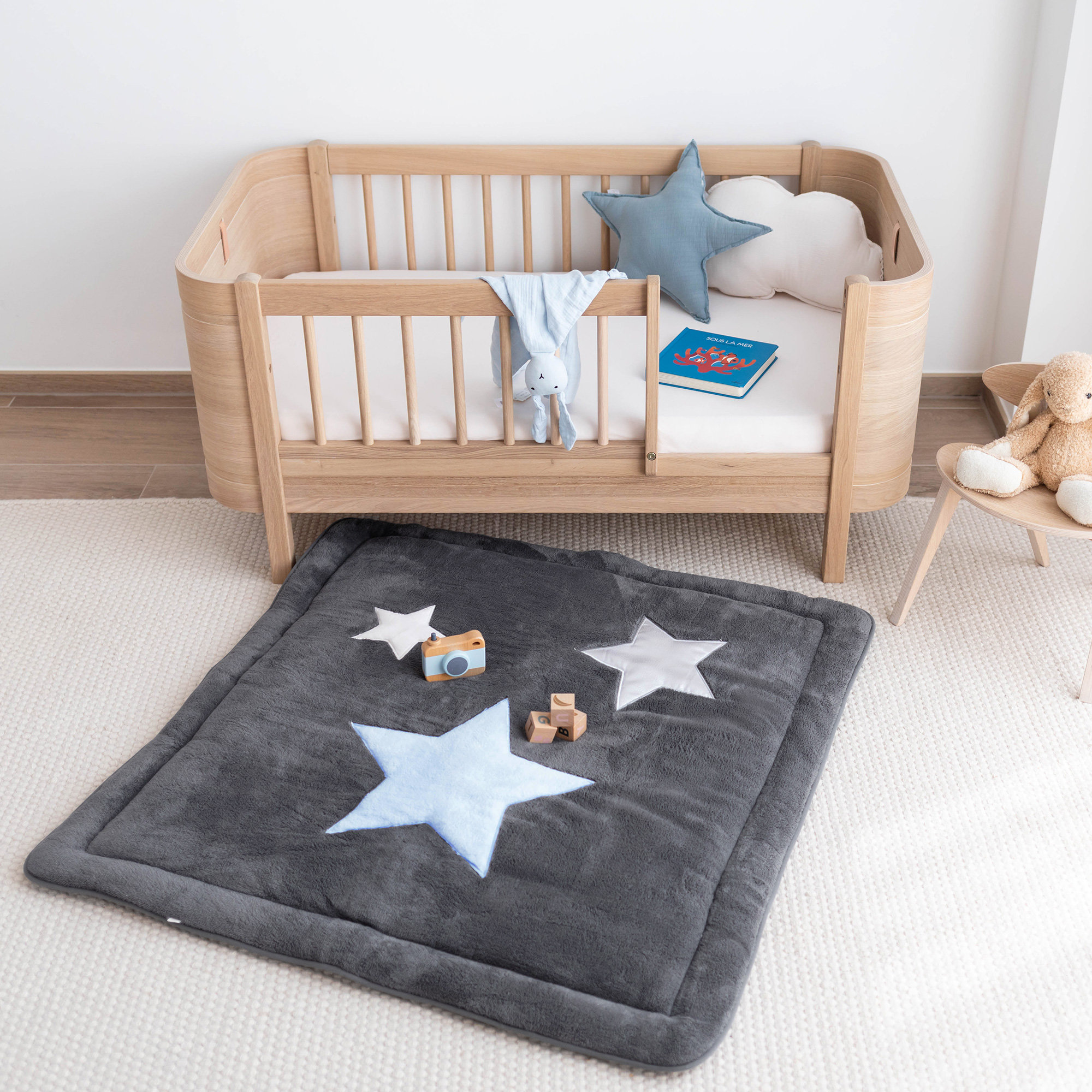 Alfombra de parque Pady softy + terry 100x100cm STARB Little stars print pingu[AWARENESS]