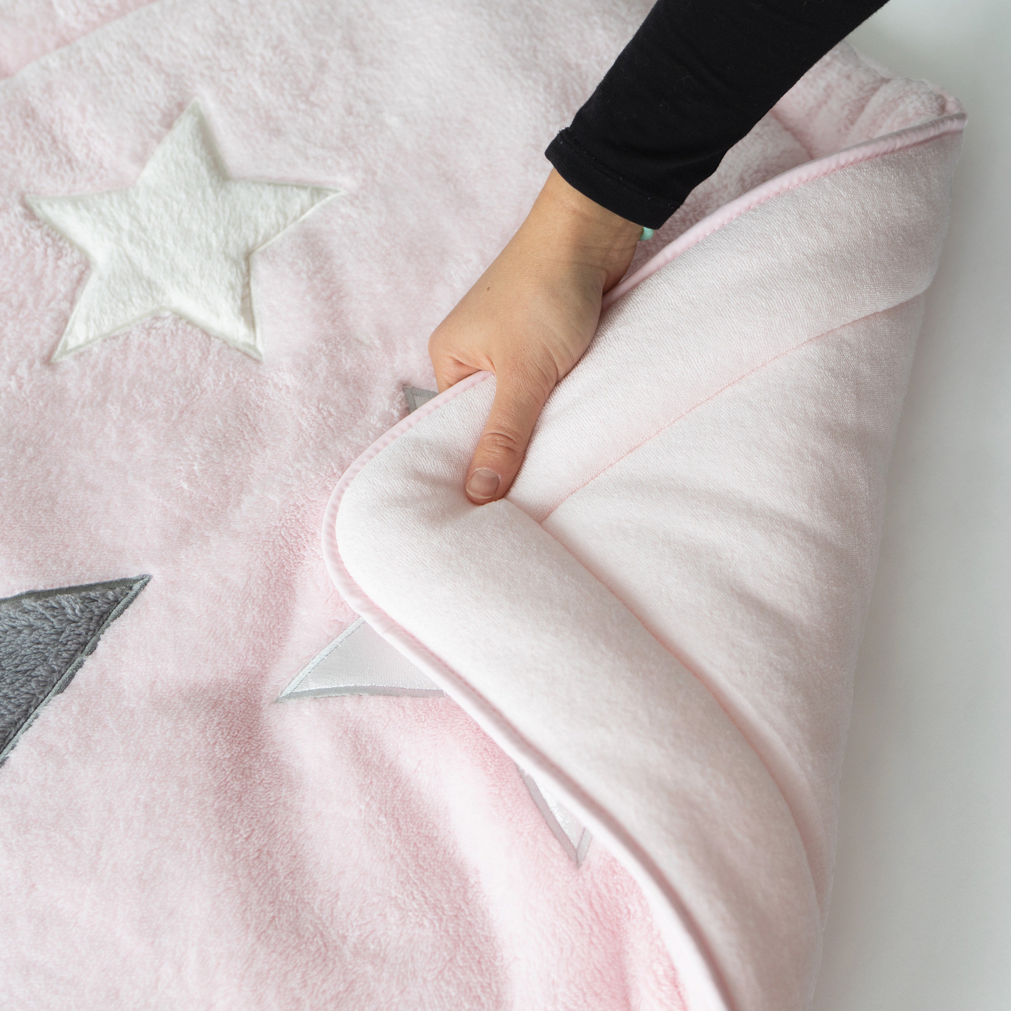 Playpen mat Pady softy + terry 100x100cm STARY Little stars print baby pink