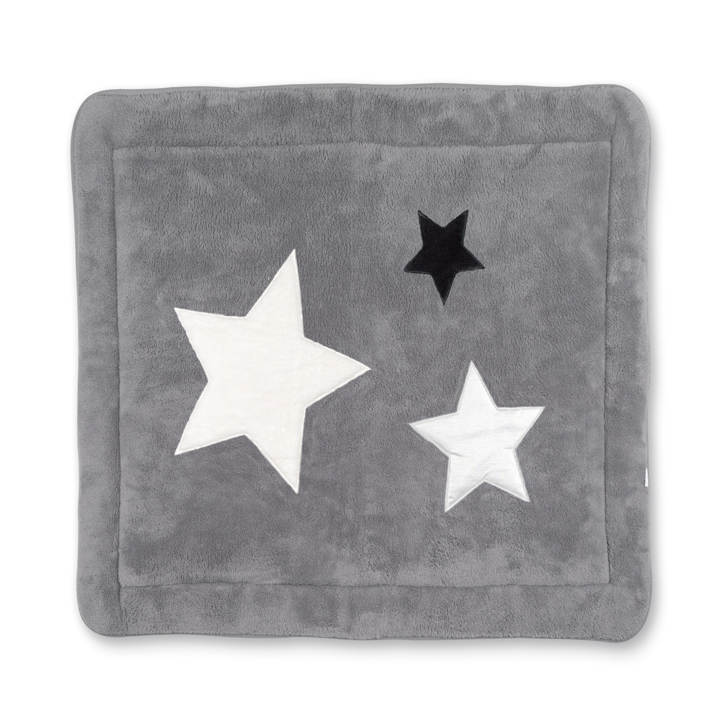 Playpen mat Pady softy + terry 100x100cm STARY Little stars print grizou