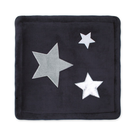 Playpen mat Pady softy + terry 100x100cm STARY Little stars print charcoal grey
