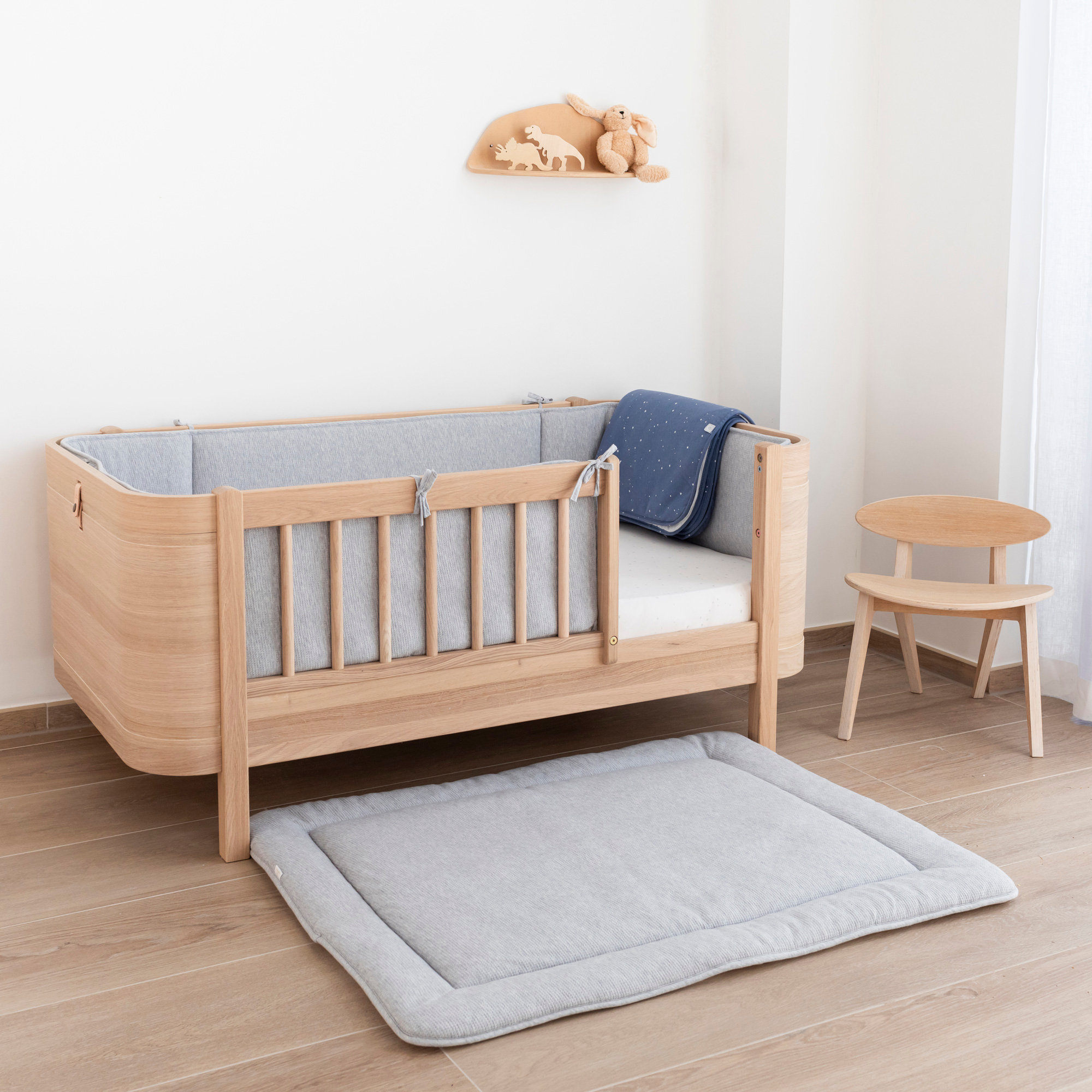 Playpen mat Soft organic cotton 100x100cm WAFLE Mix greyOutlet