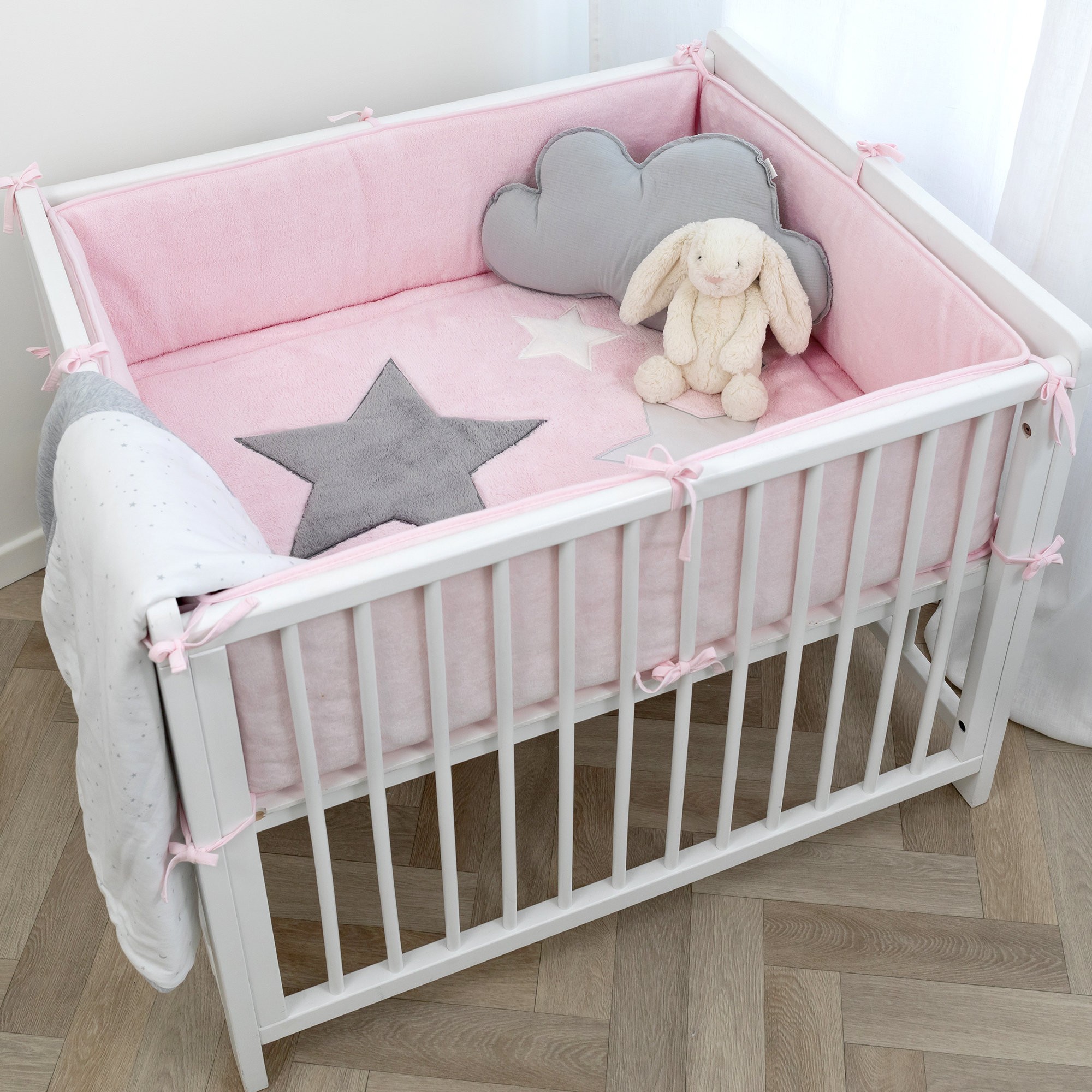 Playpen bumper Pady softy + terry 100x100x28cm  Baby pink[AWARENESS]