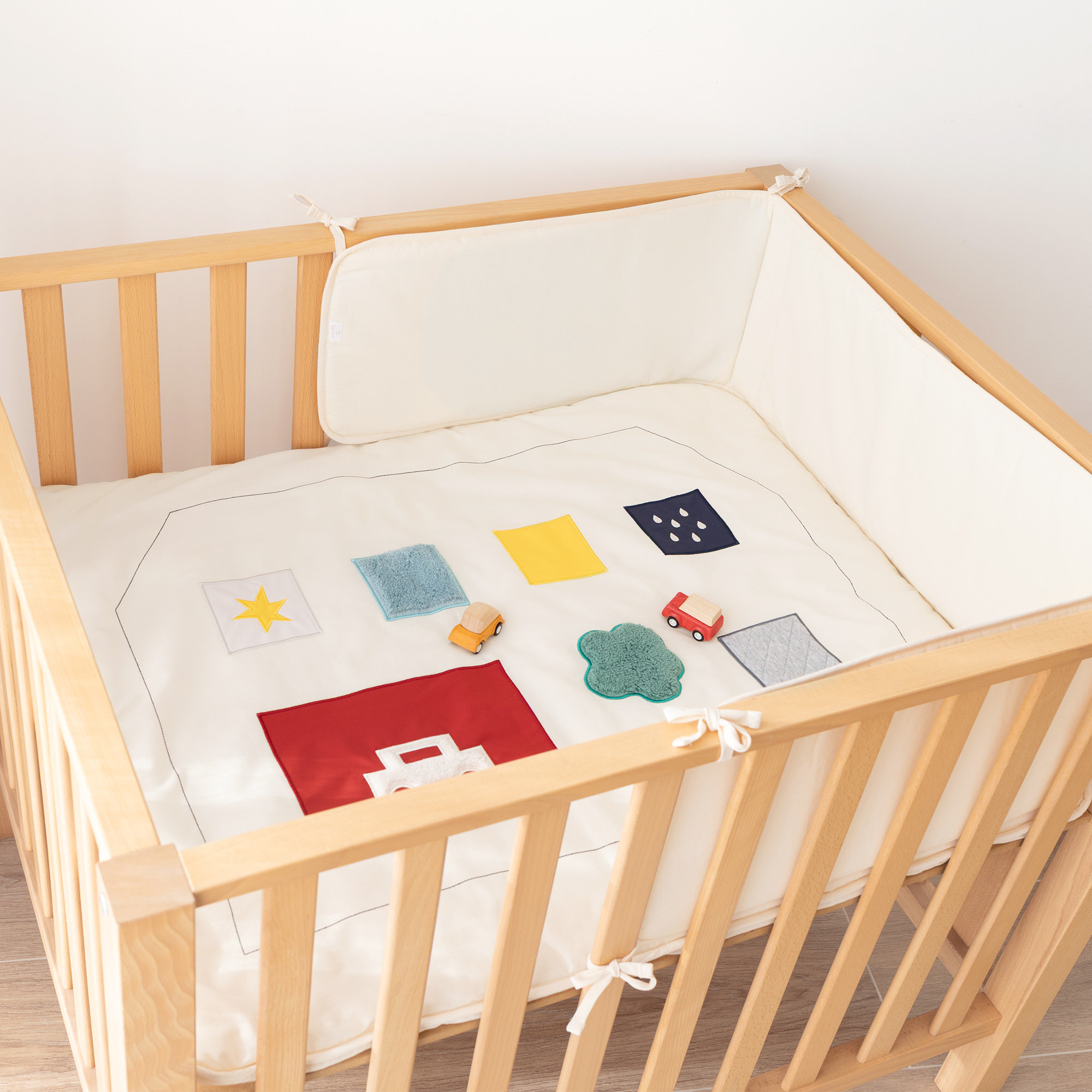 Bed & playpen bumper Pure cotton 75x95cm BEMINI Ivory[BEDDING]