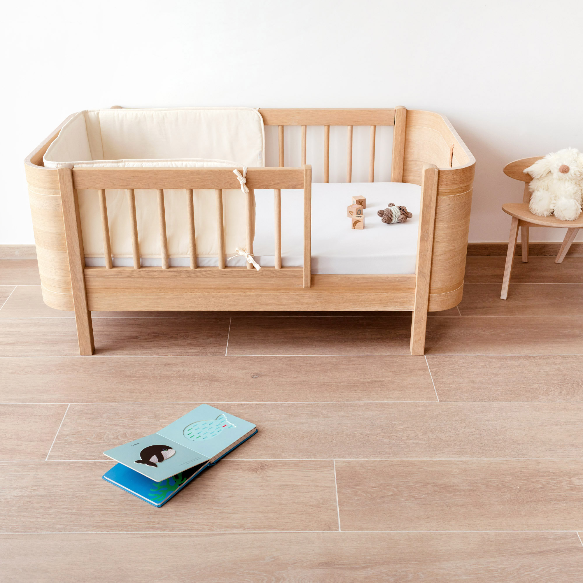 Protector de cuna & parque Algodón puro 30x180cm BEMINI Marfil[BEDDING]