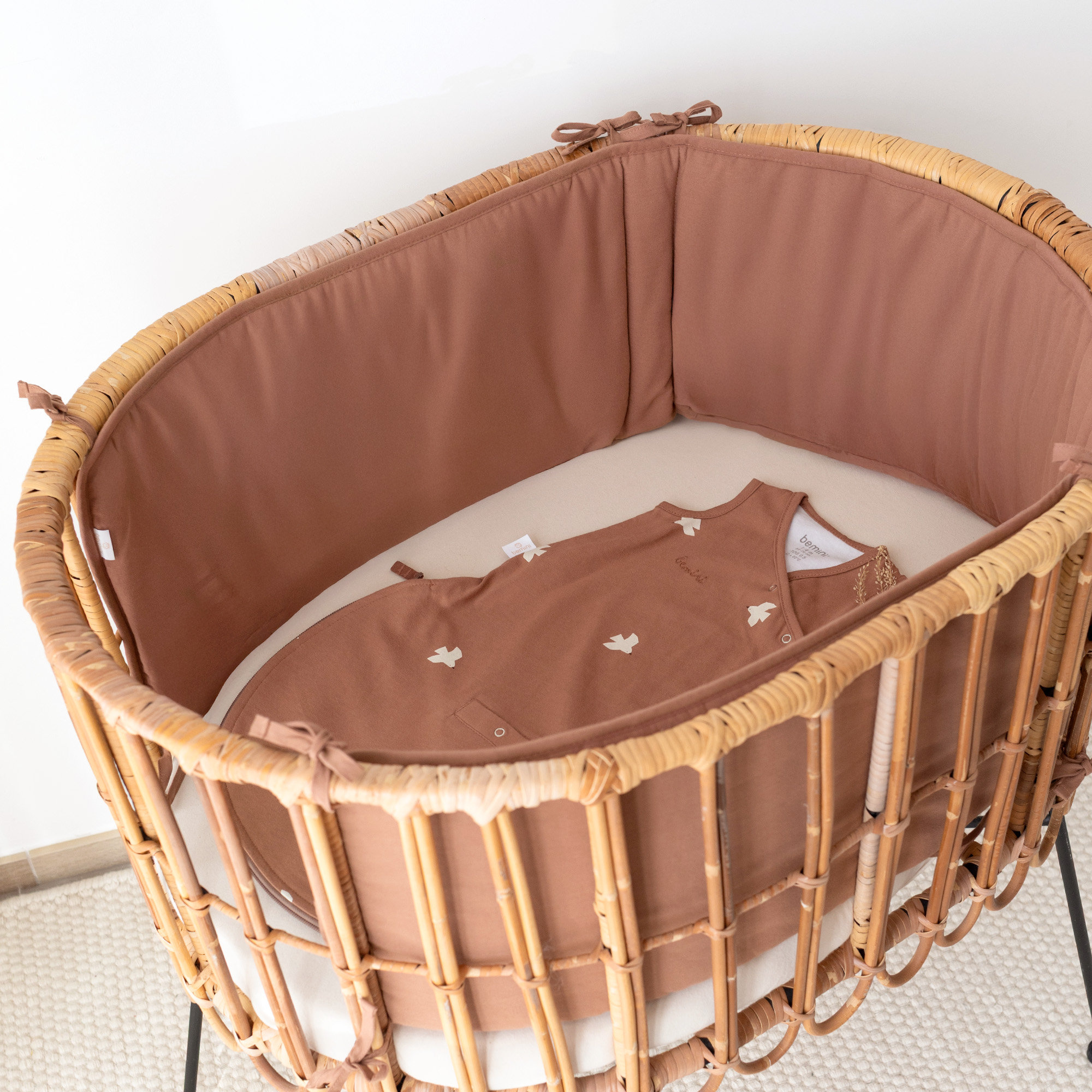 Bed en Park omrander Puur katoen 30x180cm BEMINI Moka[BEDDING]