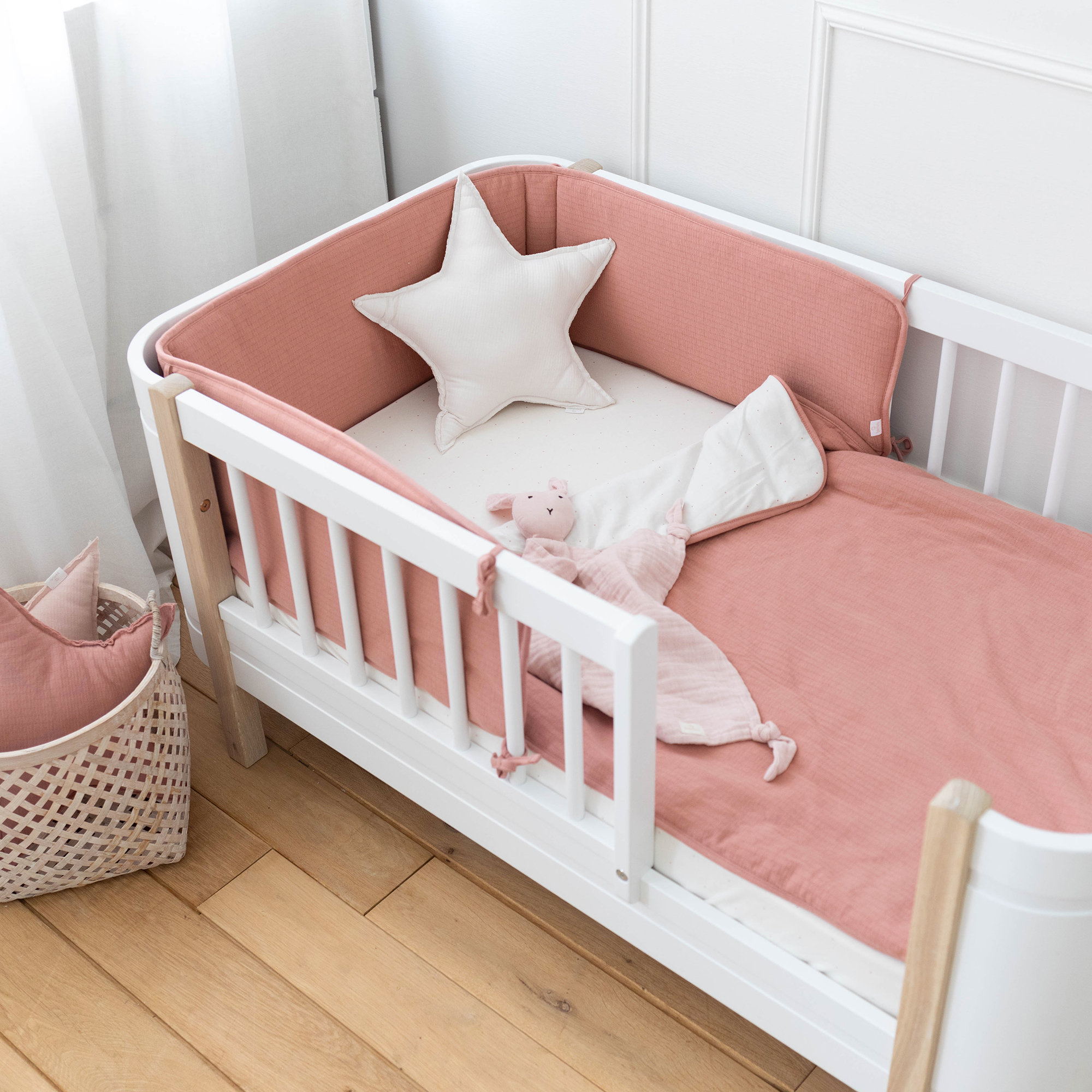 Protector de cuna & parque Jersey texturizado suave 30x180cm CADUM Bambi[BEDDING]