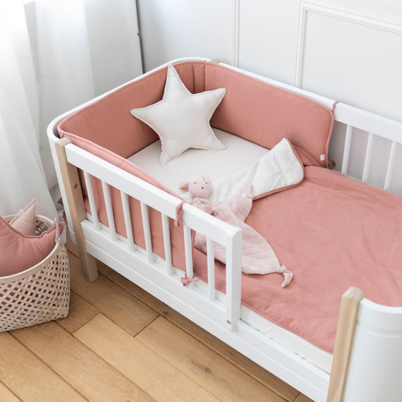 Noukie's Protège barreaux pour lits et parcs bébé, écru/rose