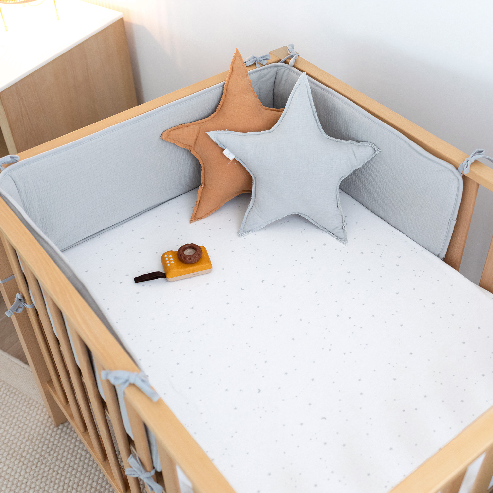 Bed & playpen bumper Soft textured jersey 30x180cm CADUM Grizou[AWARENESS]