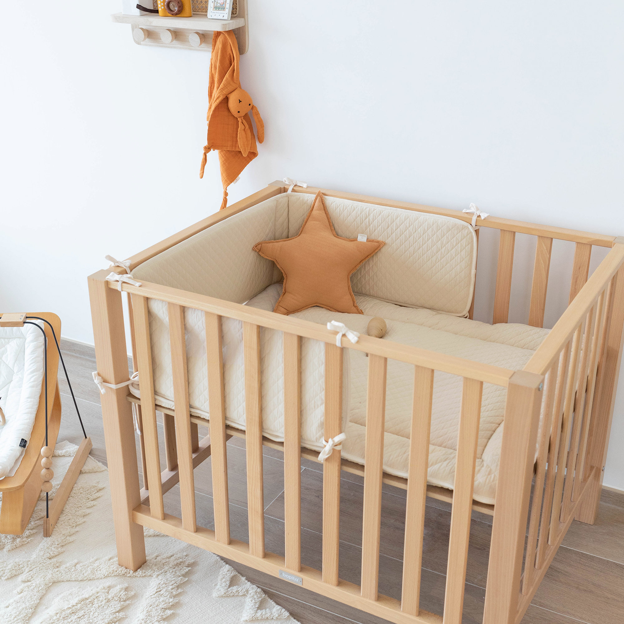 Bed & playpen bumper Quilted jersey 30x180cm QUILT Cream[AWARENESS]