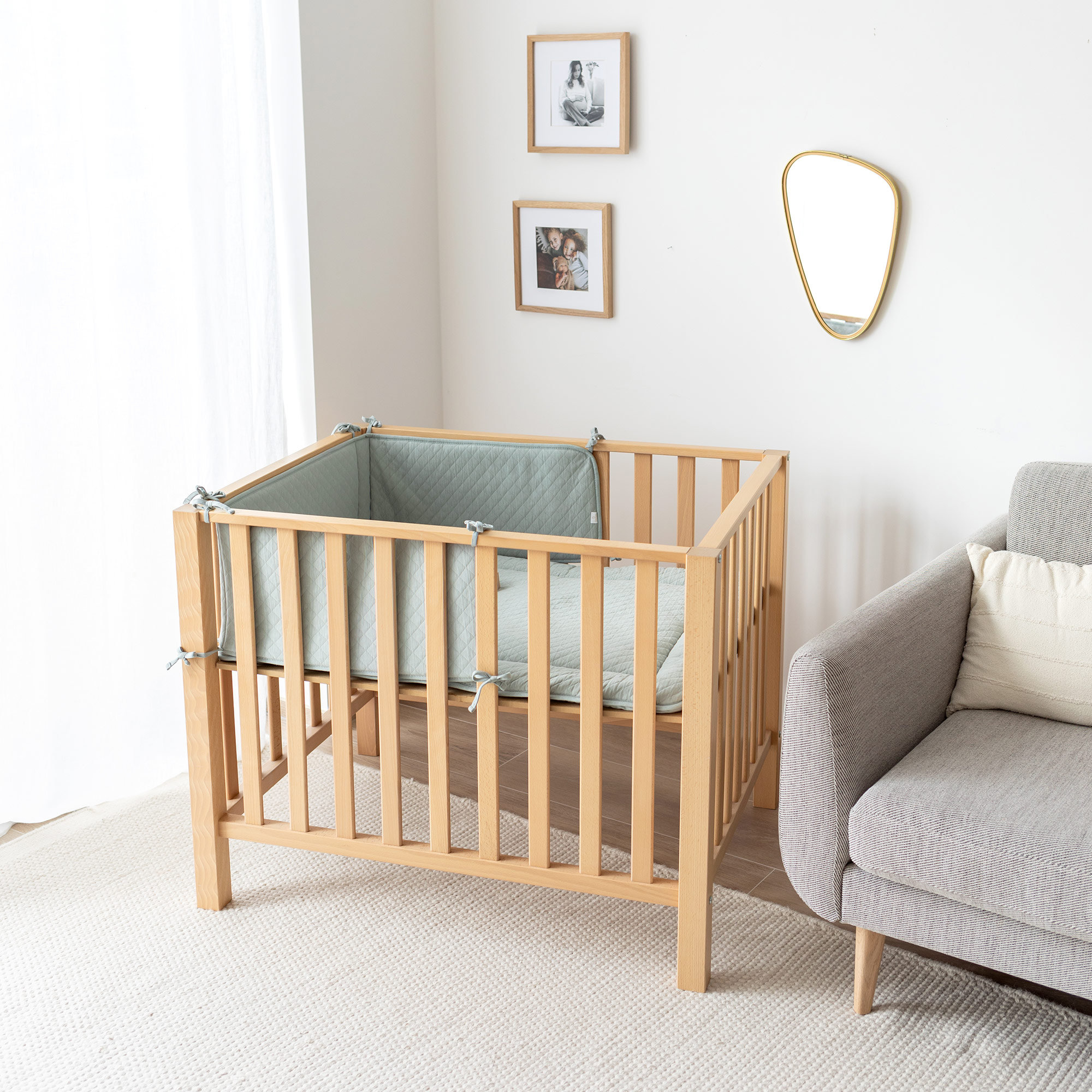 Bed & playpen bumper Pady quilted jersey 30x180cm QUILT Lunar[AWARENESS]
