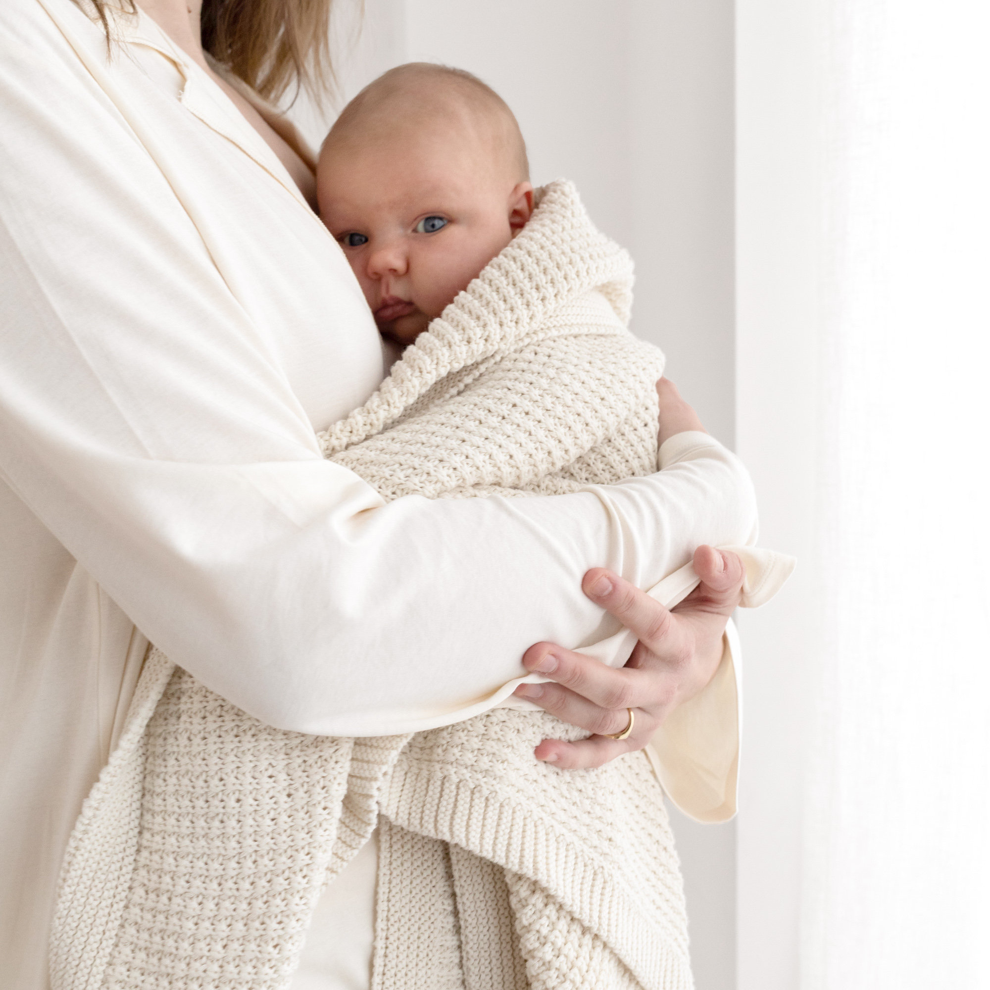 Blanket Knitty 80x100cm KNITT Ecru TOG 1.5[BEDDING]