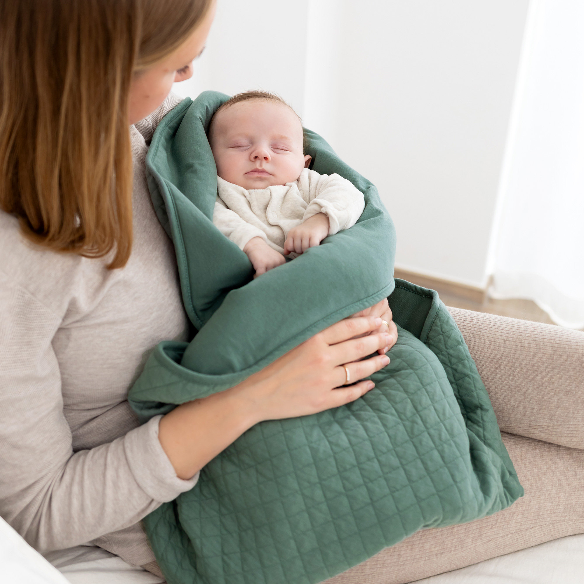 Kuscheldecke Pady quilted + jersey 75x100cm QUILT Green TOG 3[BEDDING]