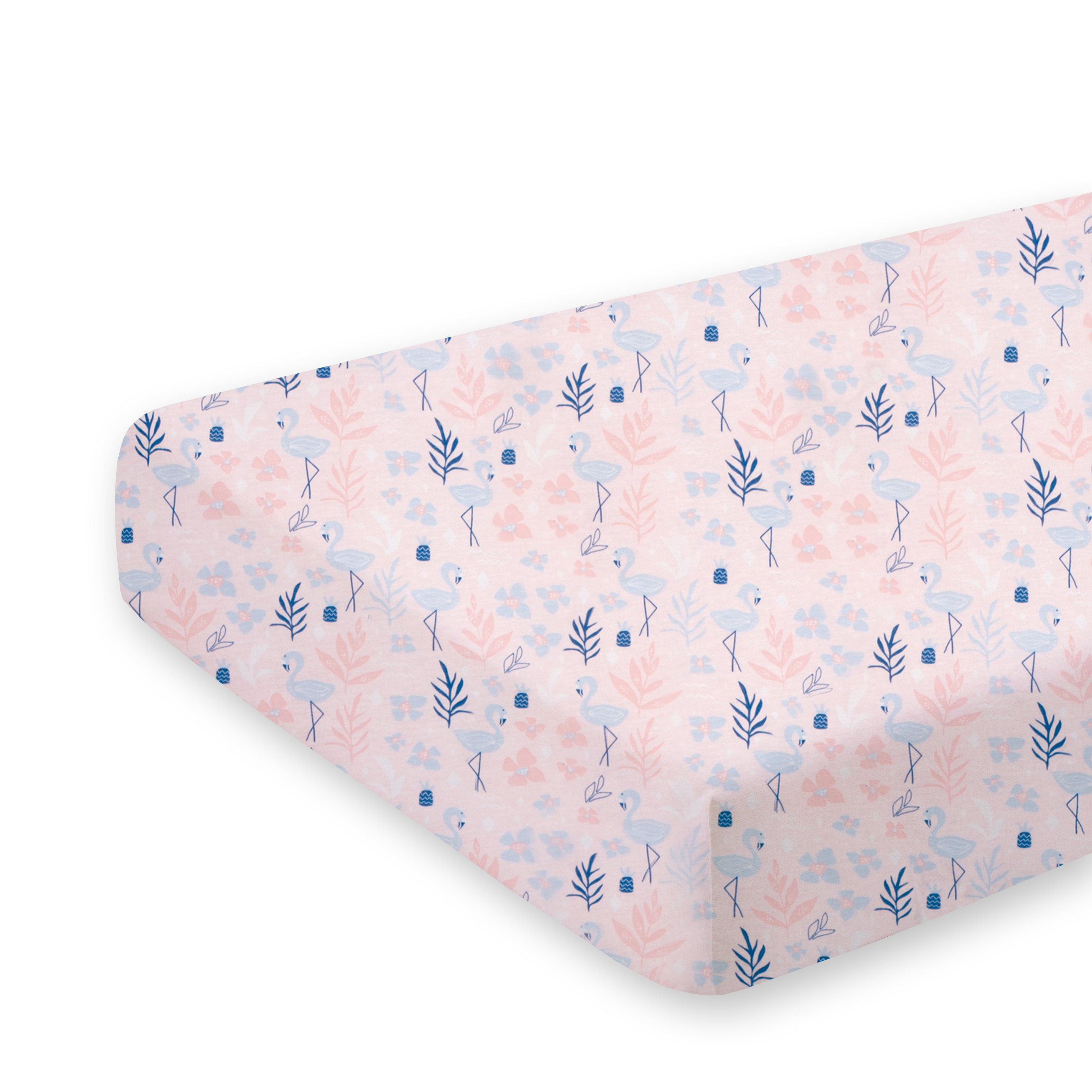 Drap housse berceau Jersey 40x90cm ALOHA Flamingo print