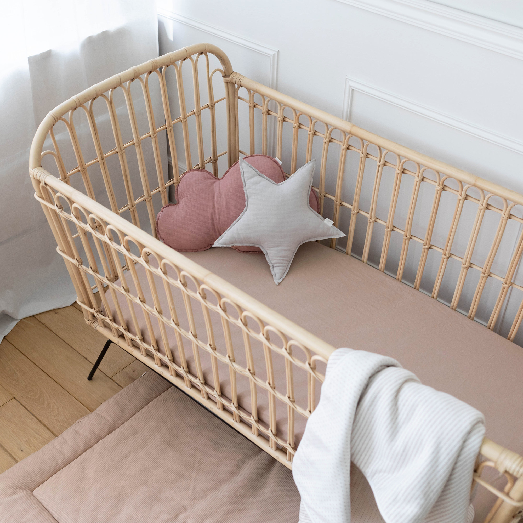 Sábana bajera cama Jersey 60x120cm  Natural