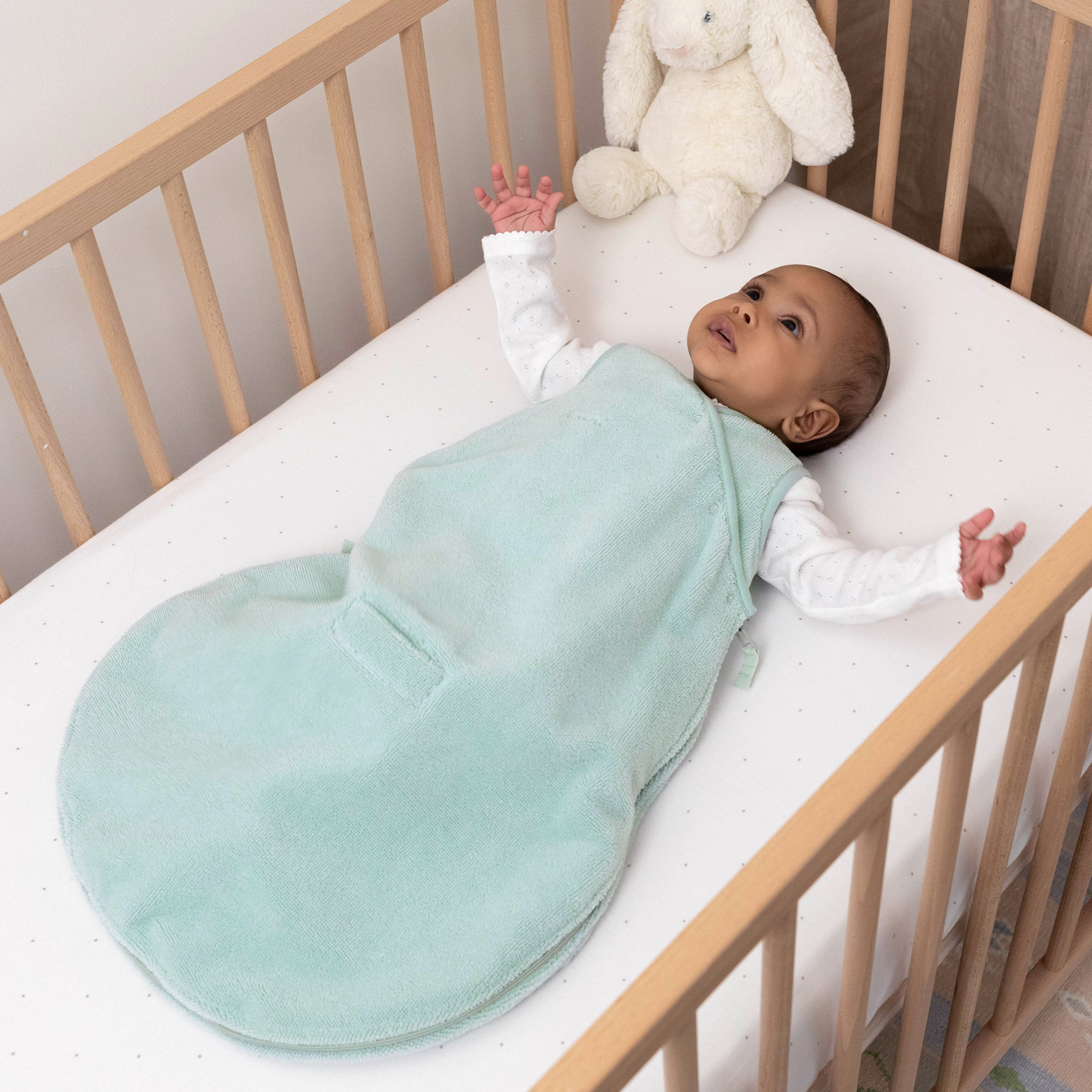 Sábana bajera cama Jersey 70x140cm CHOUX Dots white[BEDDING]