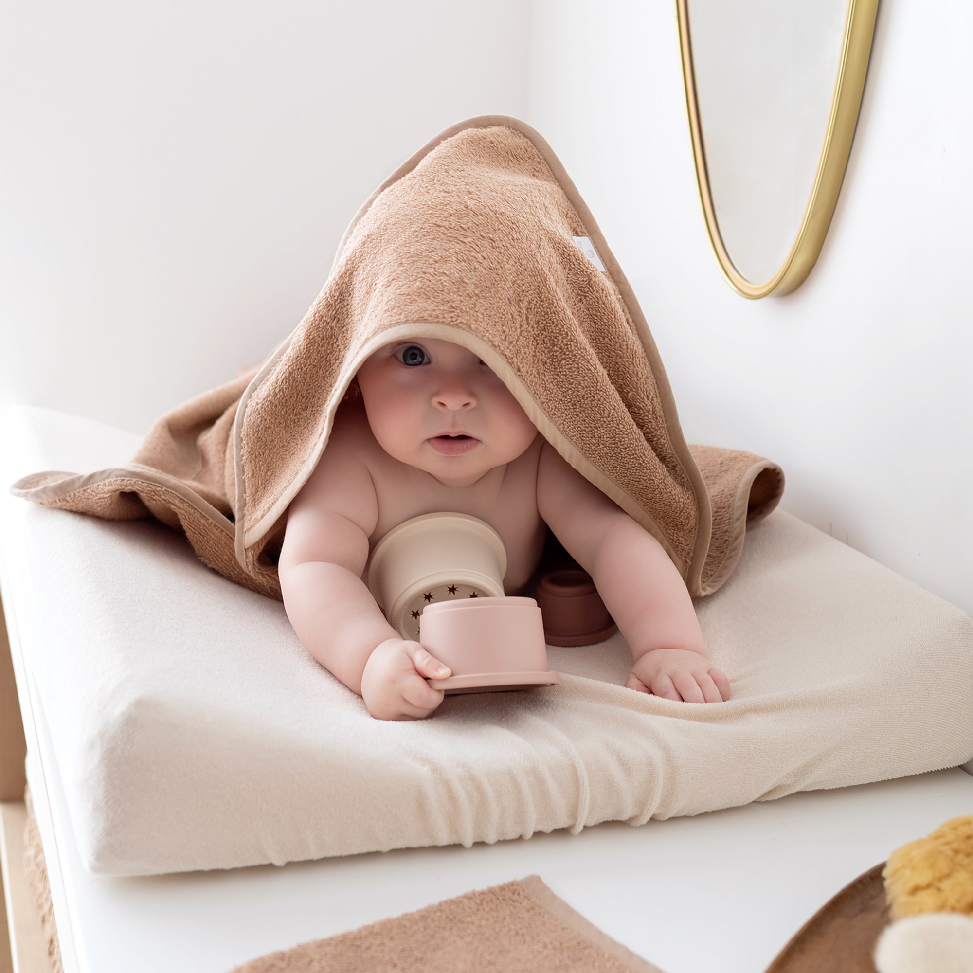 Kapuzen badetuch Terry 75x75cm BEMINI Beige[CARE]