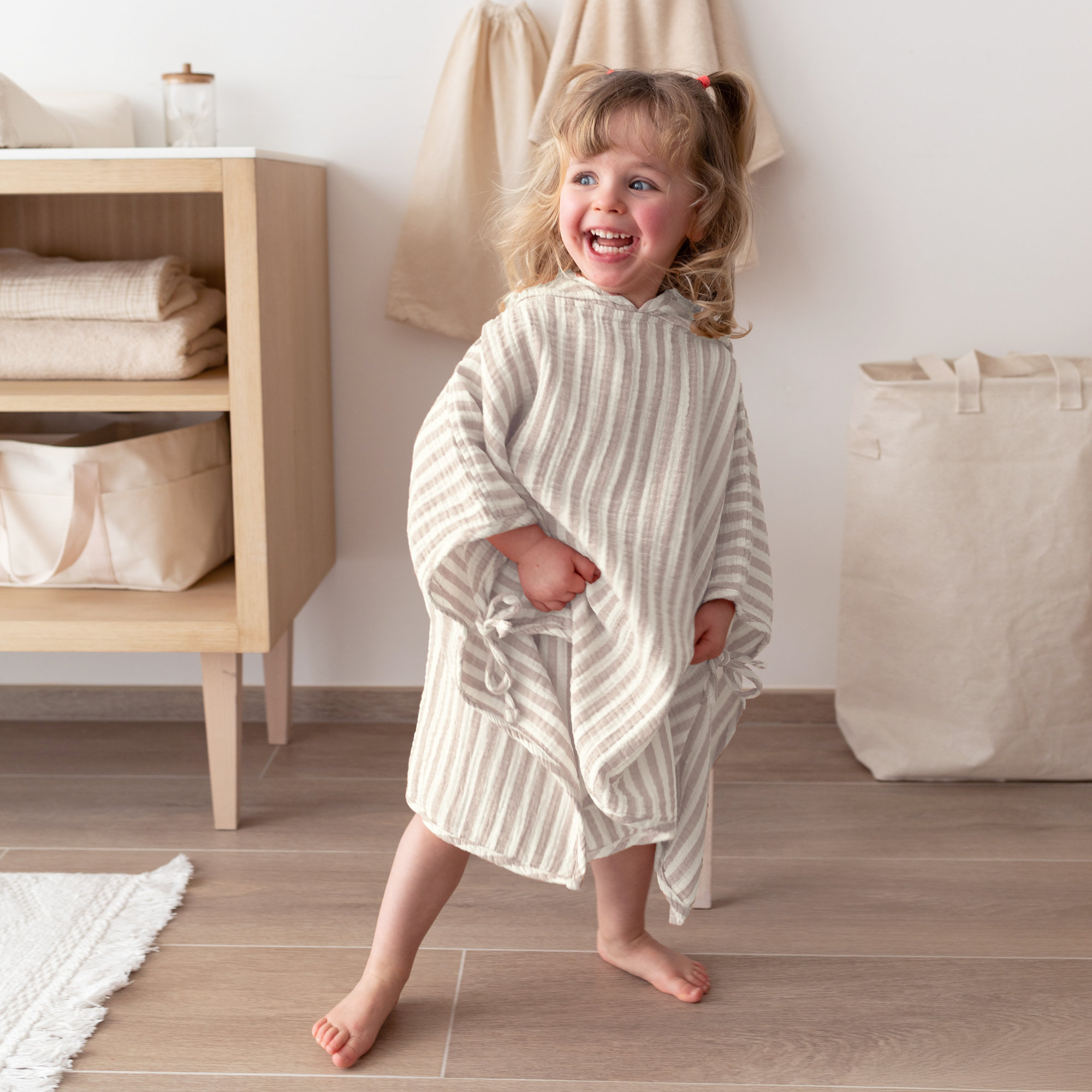 Poncho Baumwollgaze 9-36m BEACH Sesame[CARE]