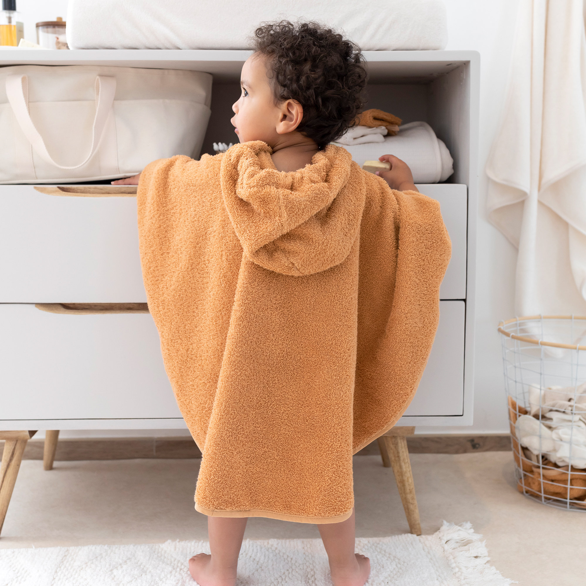 Poncho Terry 9-36m BEMINI Biskuit[CARE]