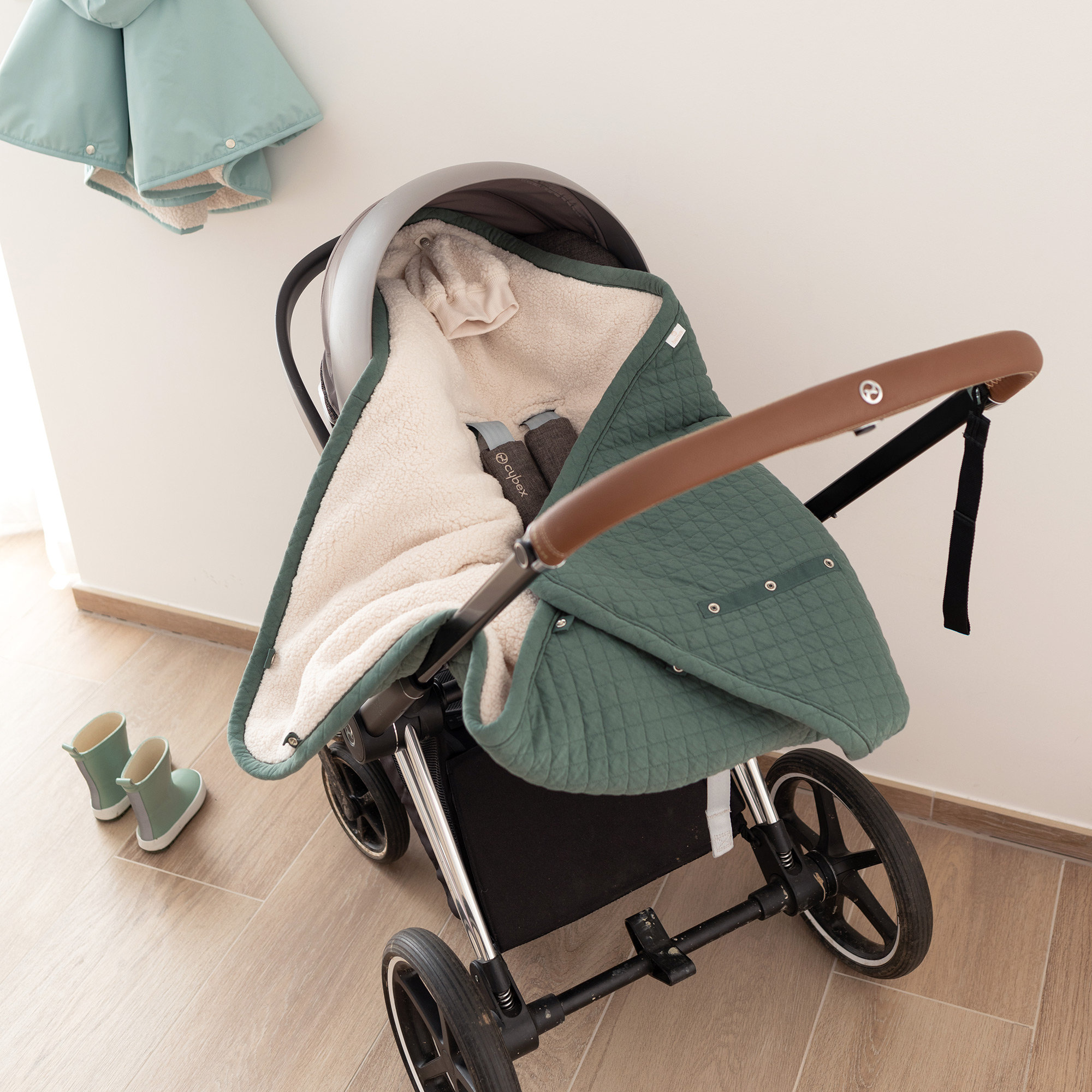 Biside Pady quilted + teddy 0-12m QUILT Green[WANDER]