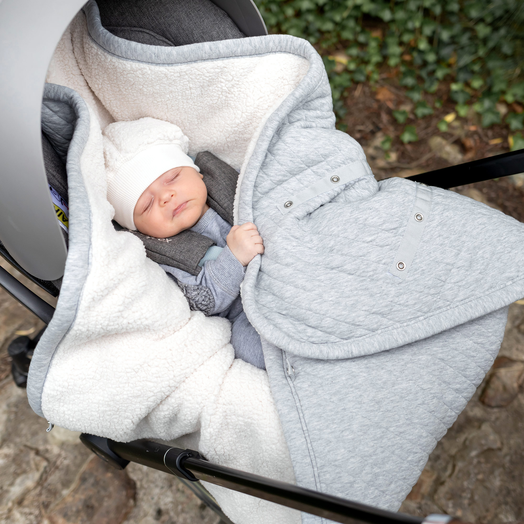 Biside Warme gewatteerde teddy 0-12m QUILT Mix grey