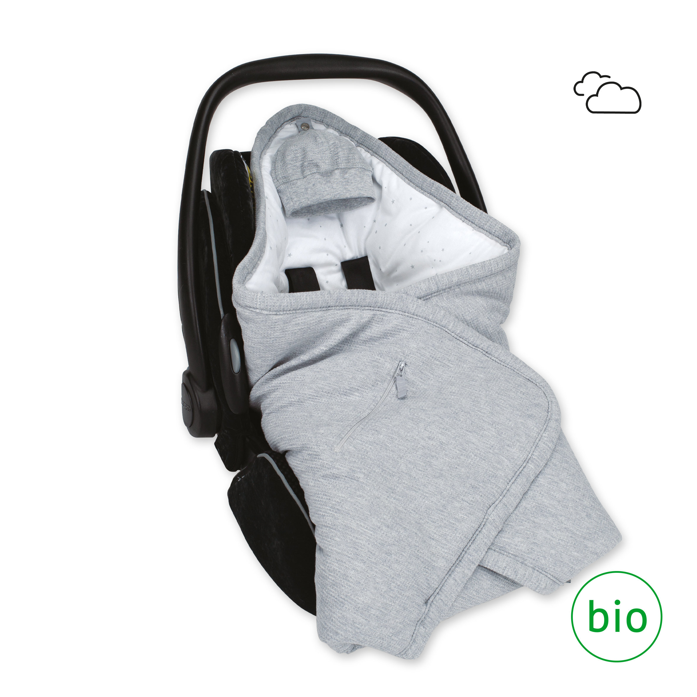 Biside Pady waffle + jersey bio 0-12m WAFLE Mix grey