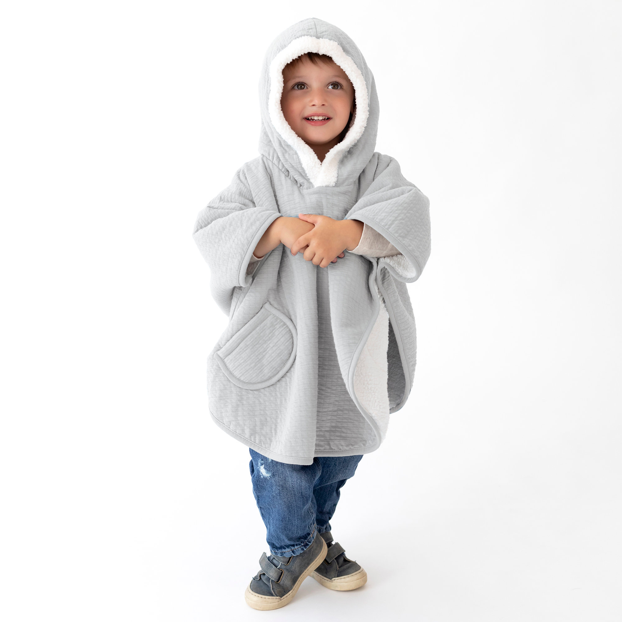 Poncho de voyage Pady tetra jersey + teddy 9-36m CADUM Grizou[WANDER]