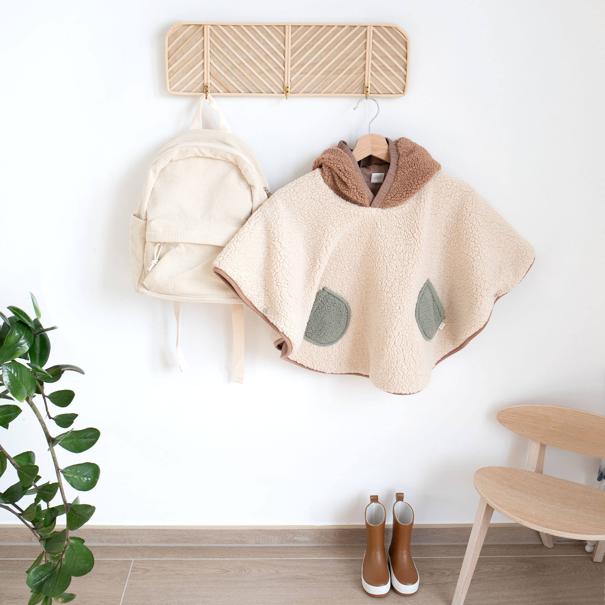 Travel poncho Teddy + Pady jersey 9-36m COLOR Ficelle[WANDER]