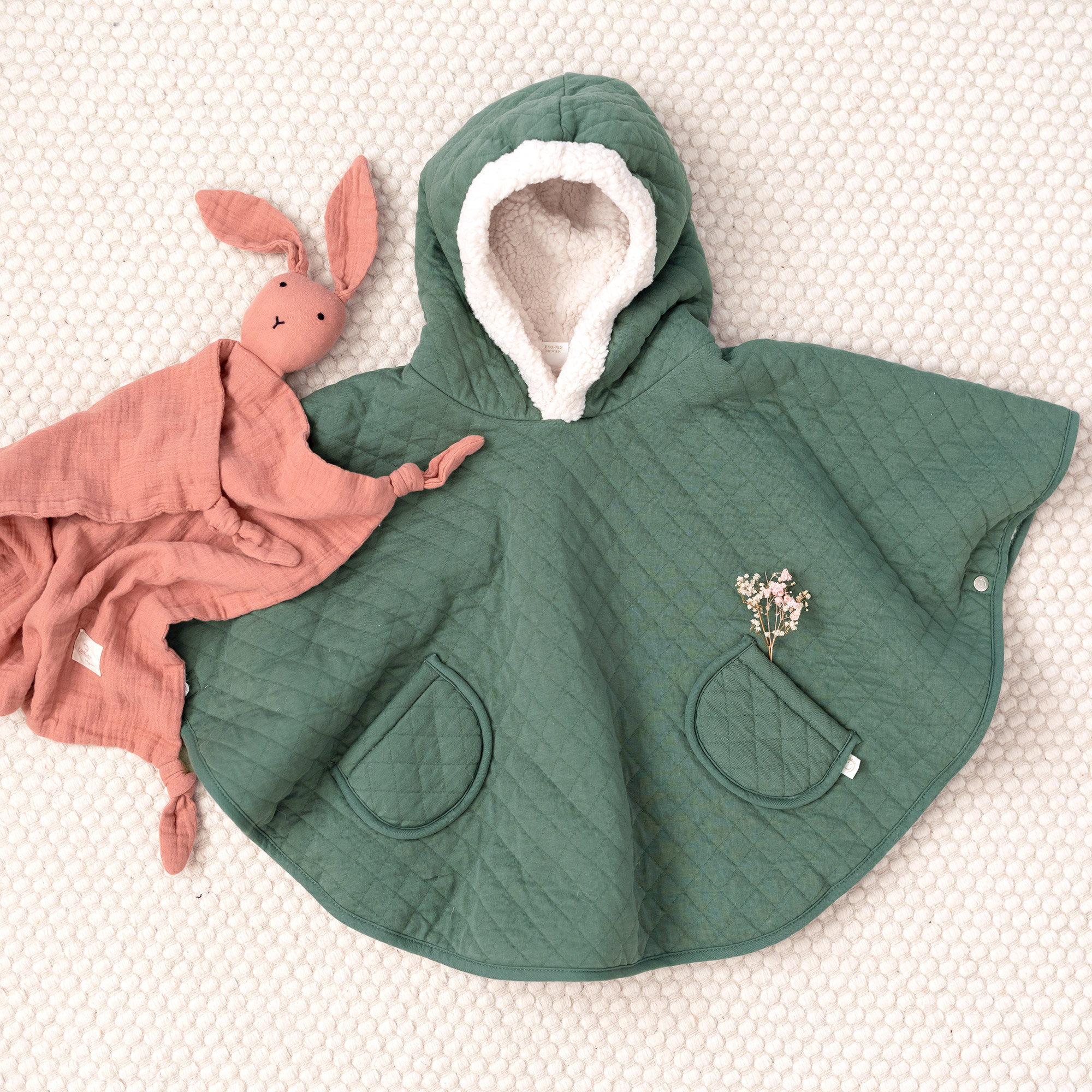 Reisponcho Pady quilted + teddy 9-36m QUILT Green