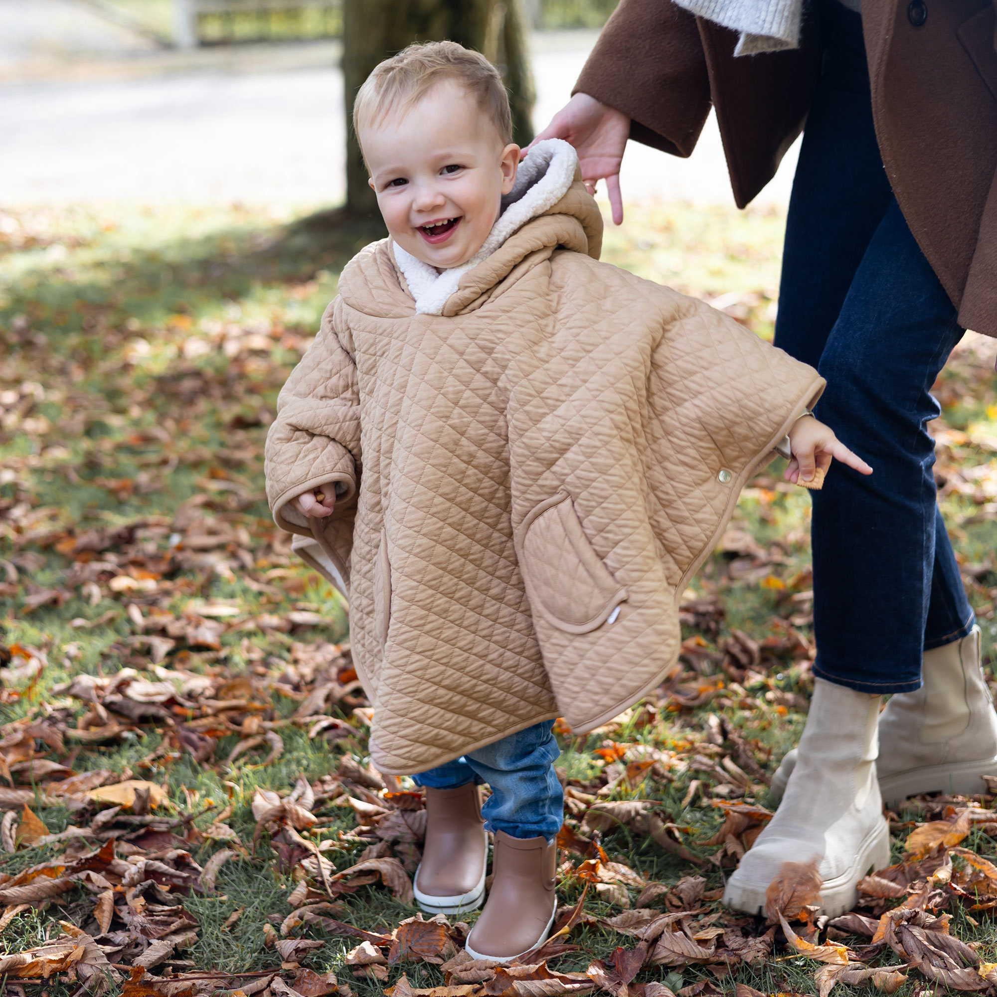 Poncho de viaje Pady quilted + teddy 9-36m QUILT Beige