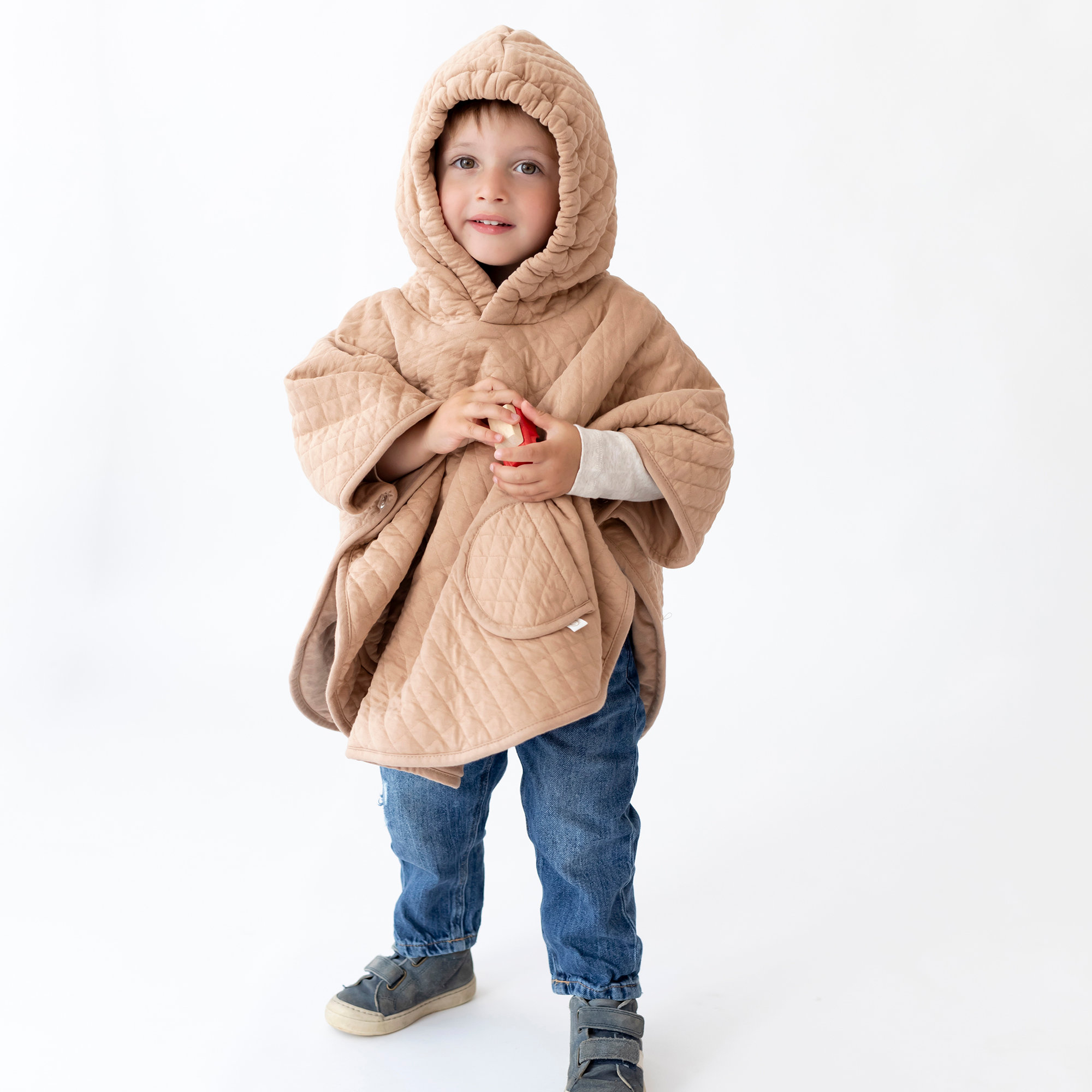 Poncho de voyage Pady Quilted + jersey 9-36m QUILT Beige[WANDER]