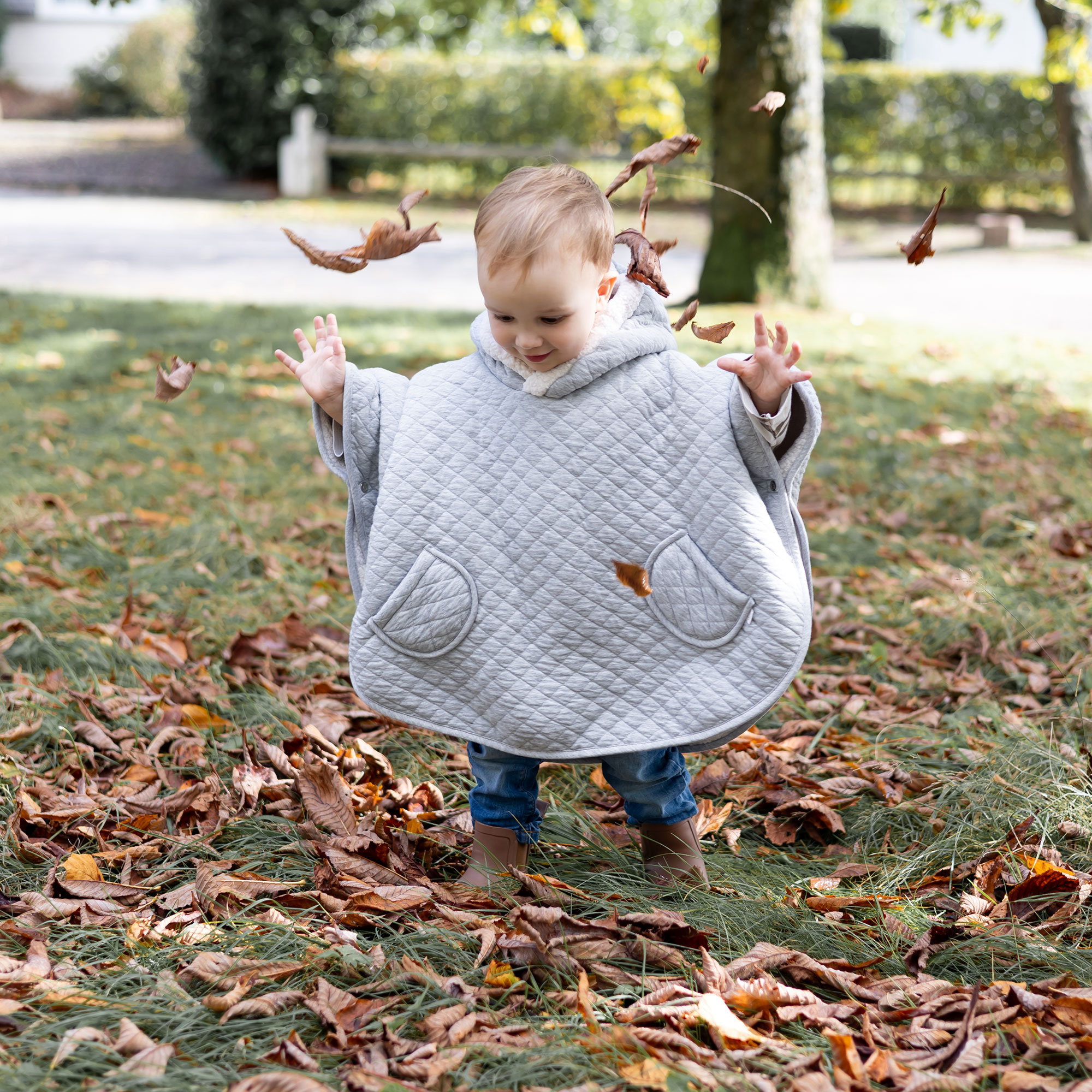 Poncho de voyage Pady quilted + teddy 9-36m QUILT Mix grey[WANDER]