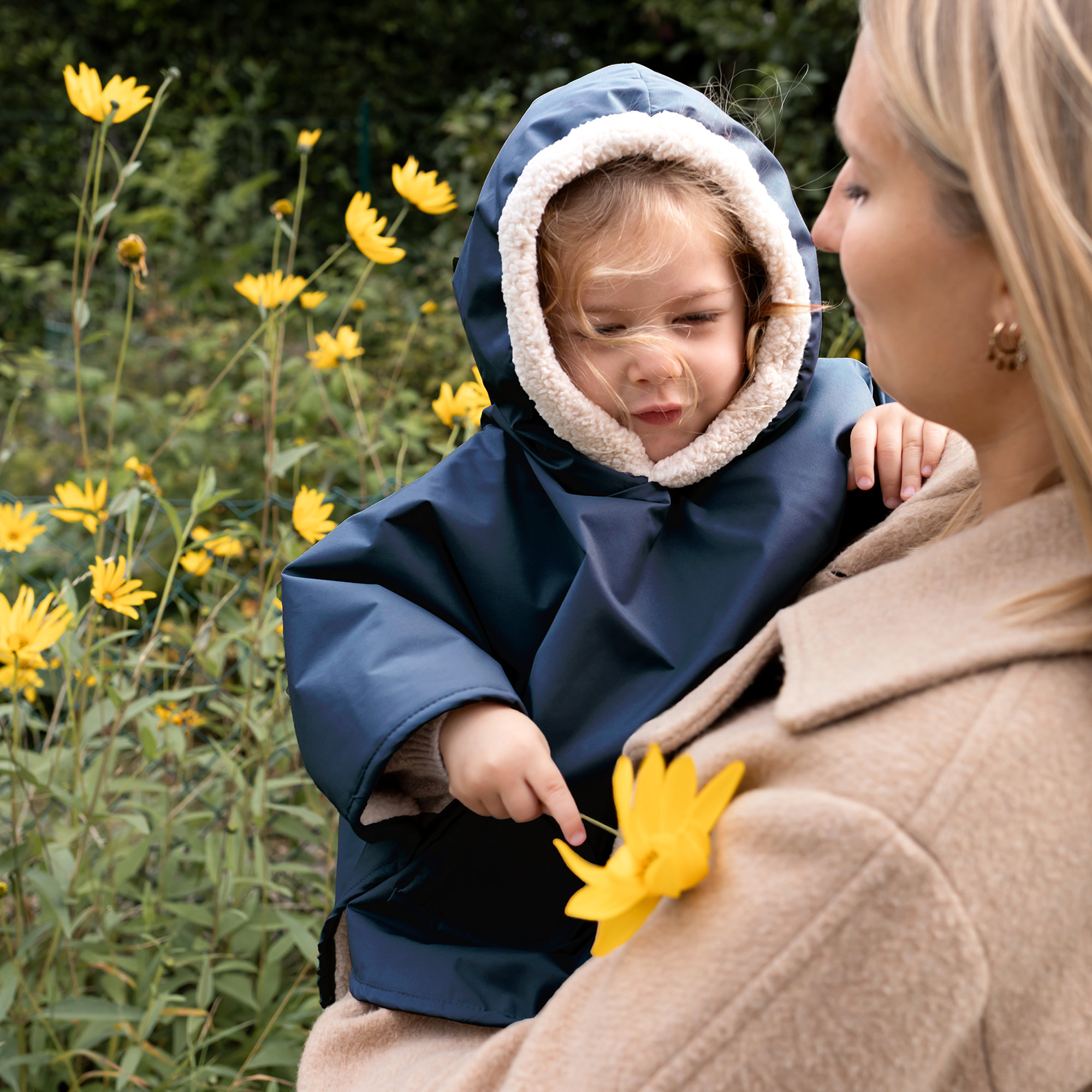 Travel poncho Waterproof + teddy 9-36m RAINY Navy[WANDER]