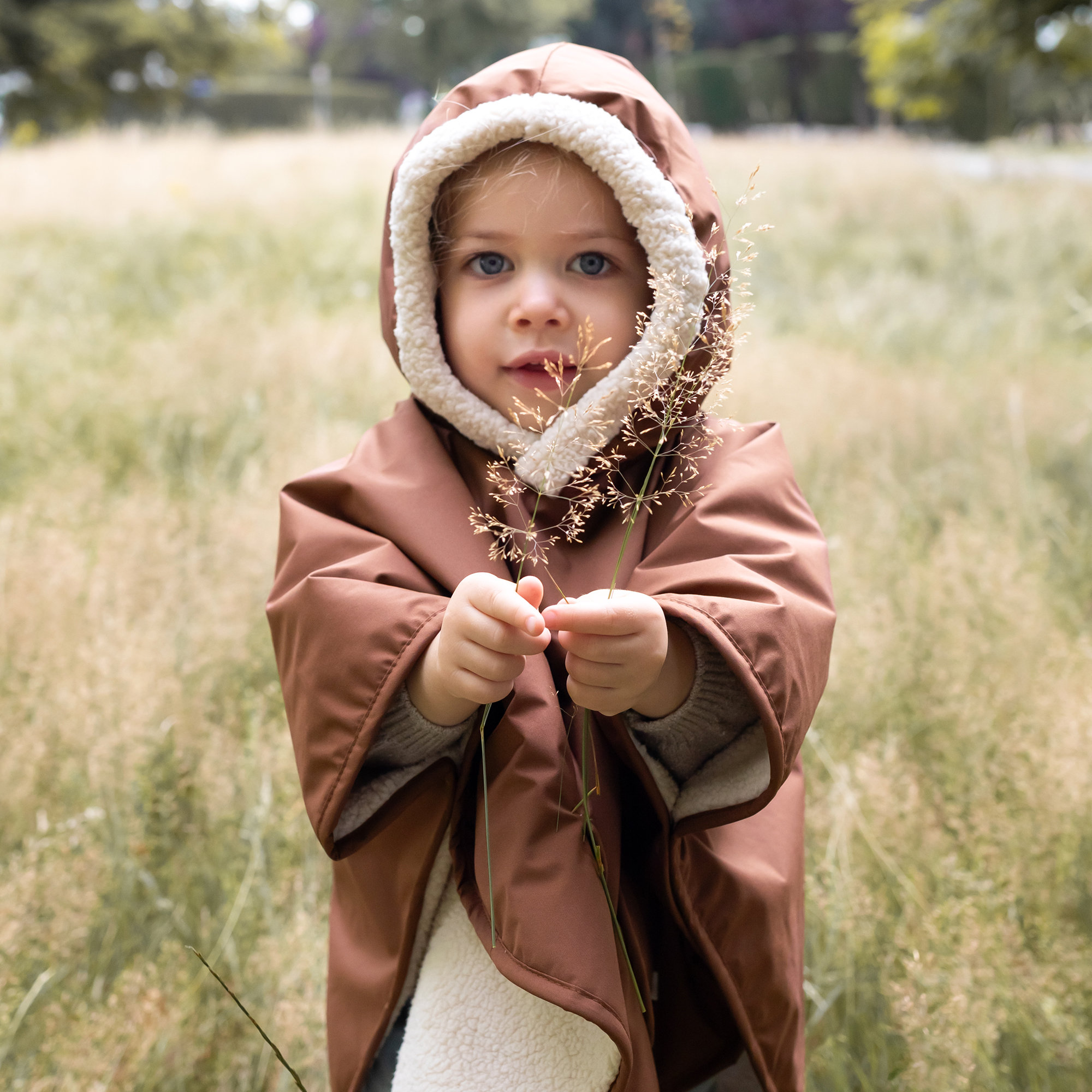 Reiseponcho Waterproof + teddy 9-36m RAINY Choco[WANDER]