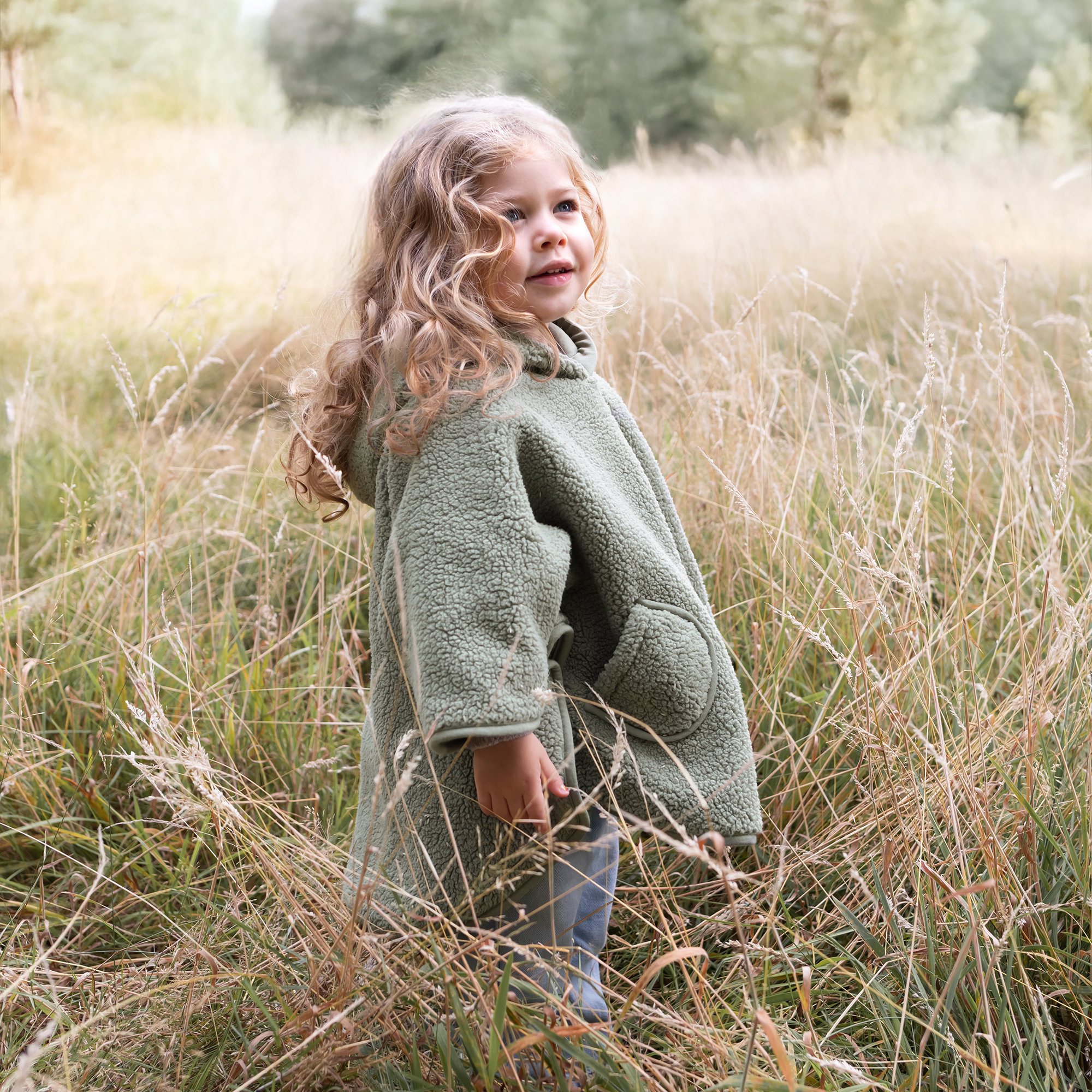 Travel poncho Teddy + Pady jersey 9-36m TEDDY Kaki[WANDER]