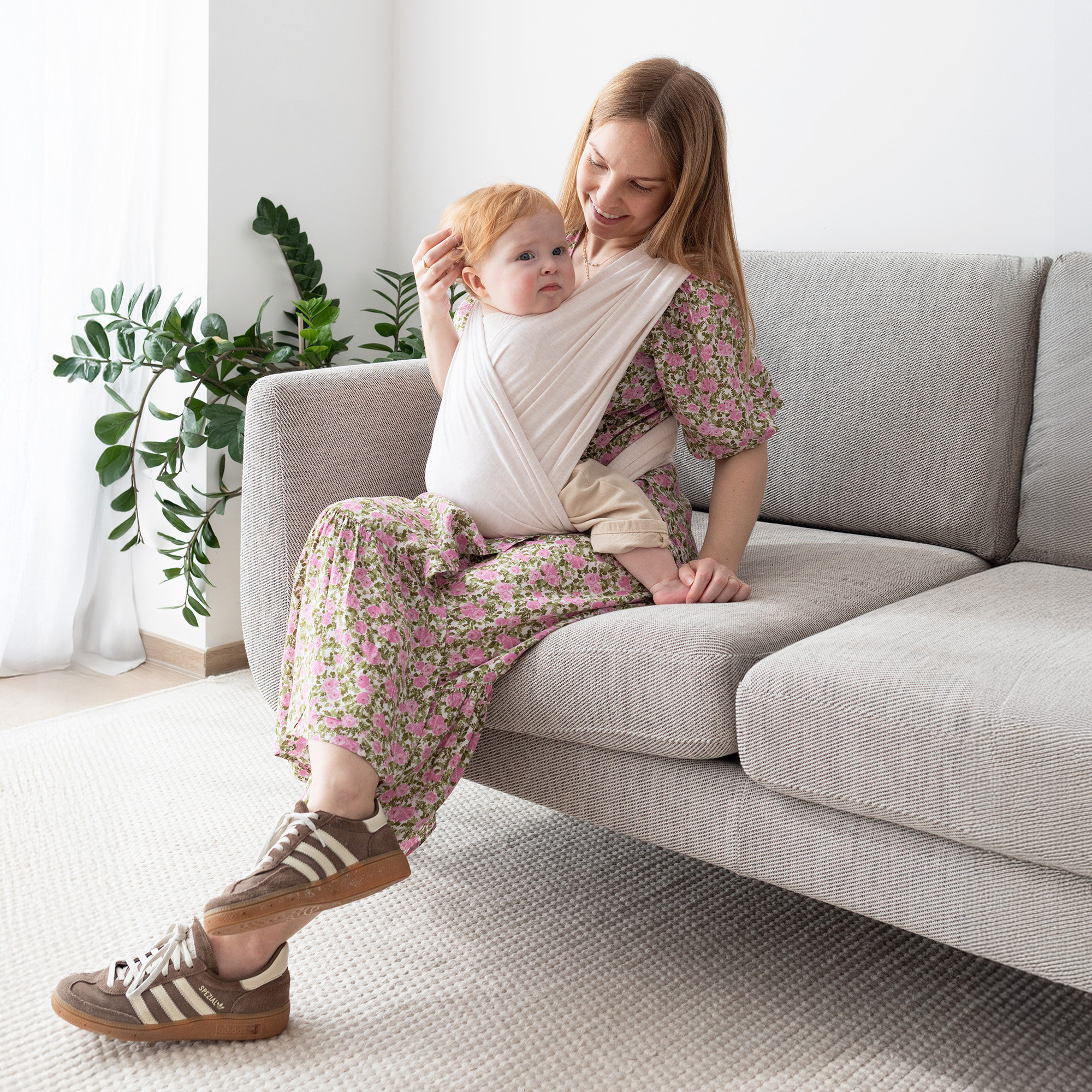 DUO draagdoek Comfort & houvast size 1 BEMINI Licht beige gemêleerd[WANDER]
