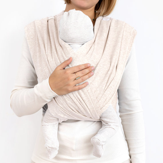 Porteabebés DUO Jersey size 2 BEMINI Beige claro jaspeado